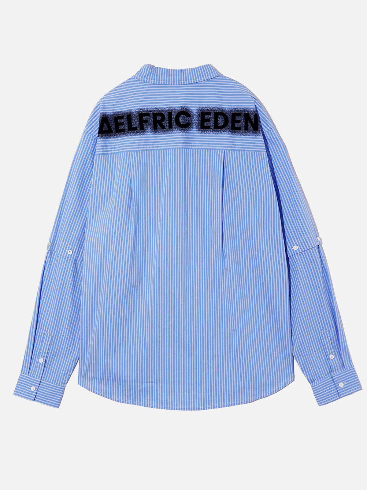 City Of Love Detachable Sleeve Stripe Long Sleeve Shirt Product Image