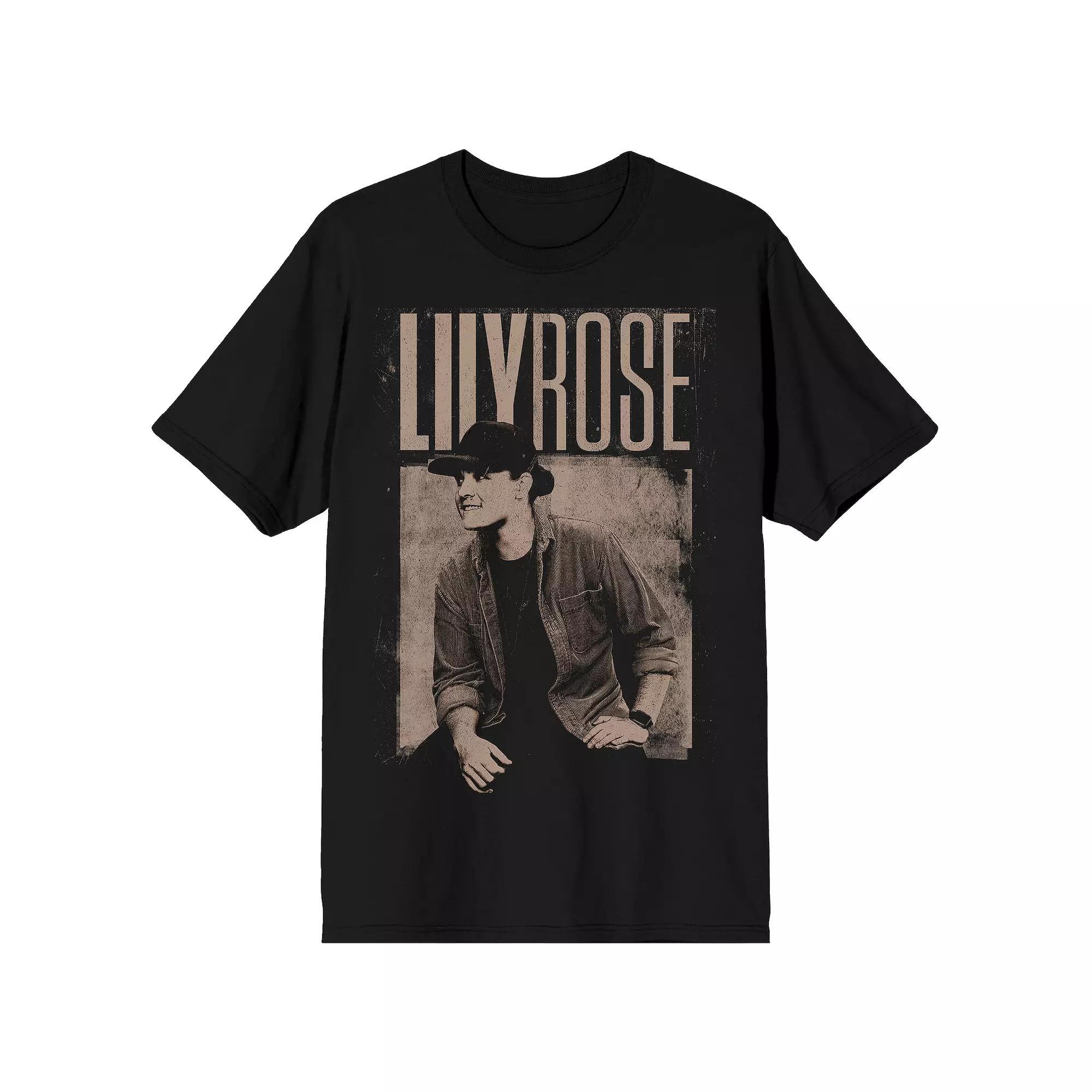 Men's Lily Rose Monochrome Photo Short Sleeve Graphic T-Shirt, Size: Medium, Black Product Image