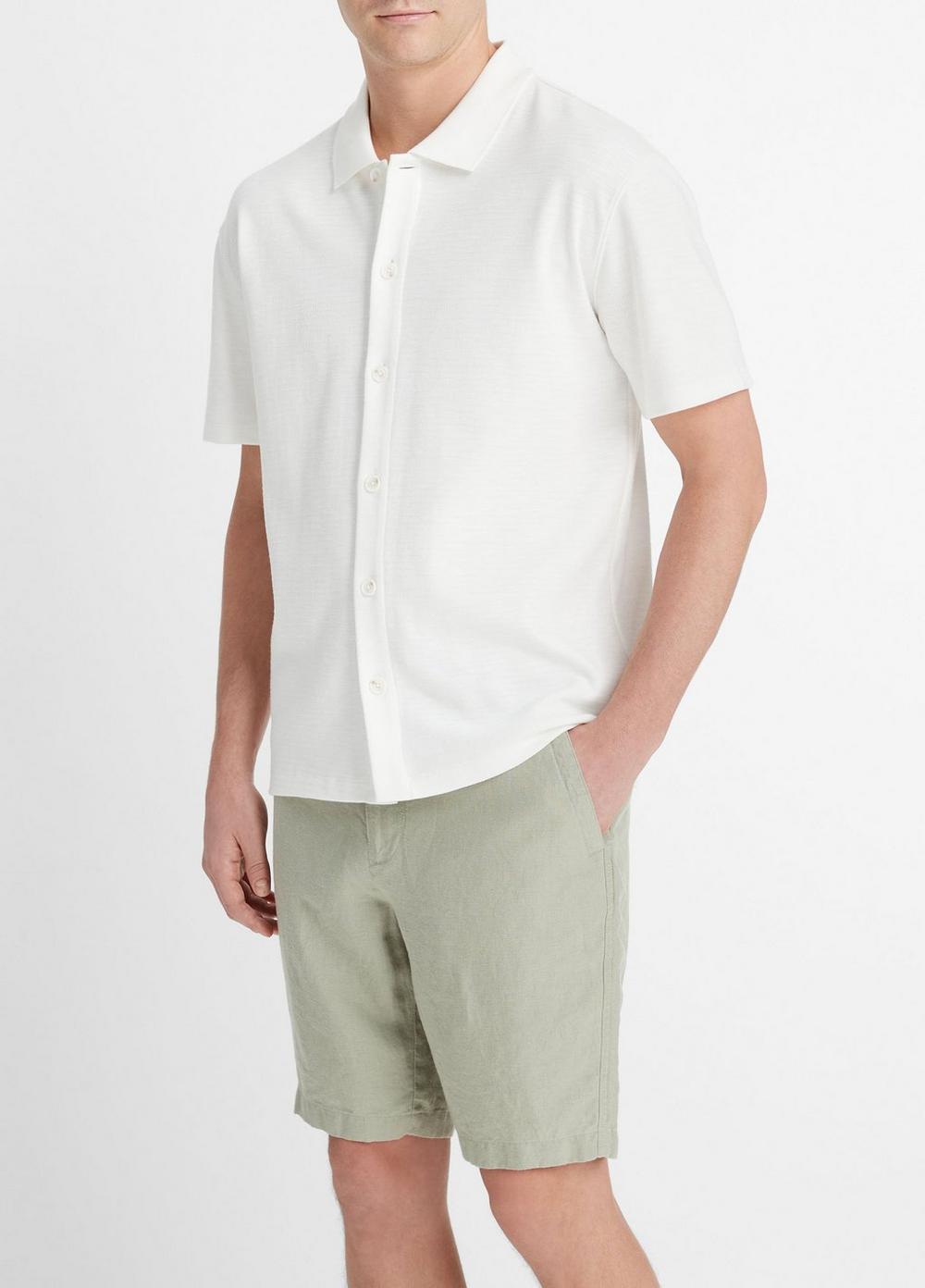 Mens Variegated Jacquard Short-Sleeve Button-Front Shirt, Hillside Blue, Size XXL Vince Product Image