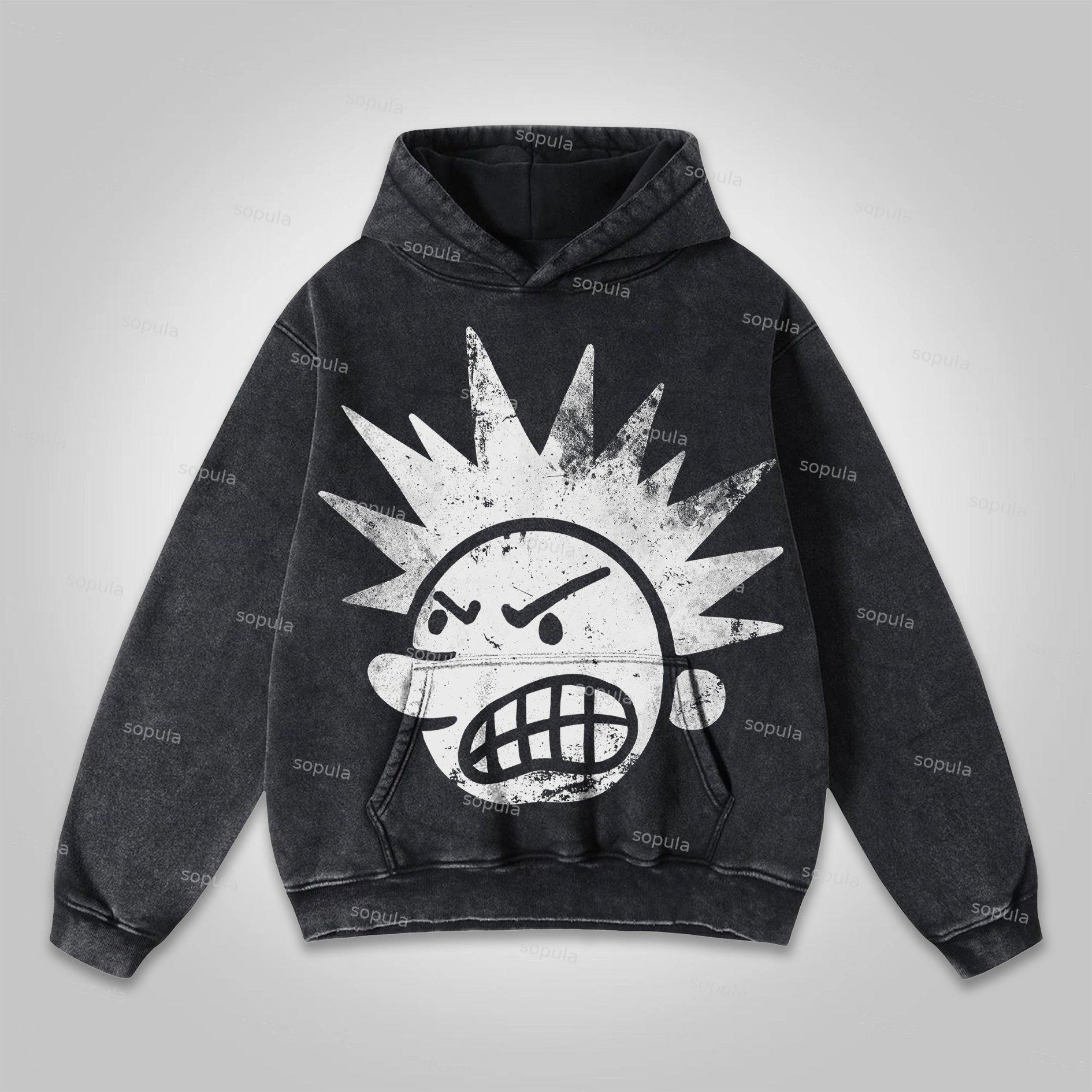 Sopula The Brain Explodes Print Graphic Washed Hoodie Product Image
