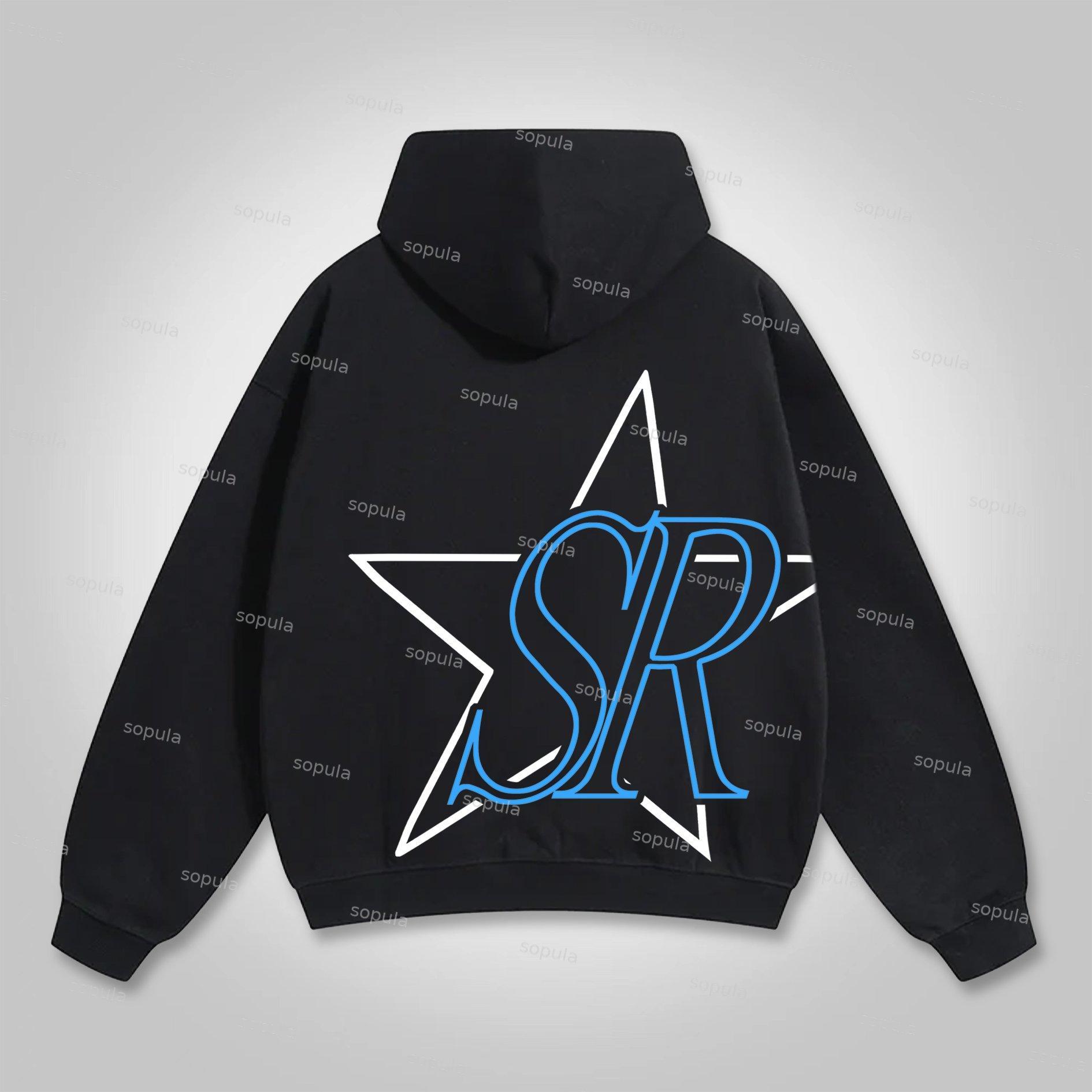 Sopula Vintage Stars Graphic Print Pocket Hoodie Product Image