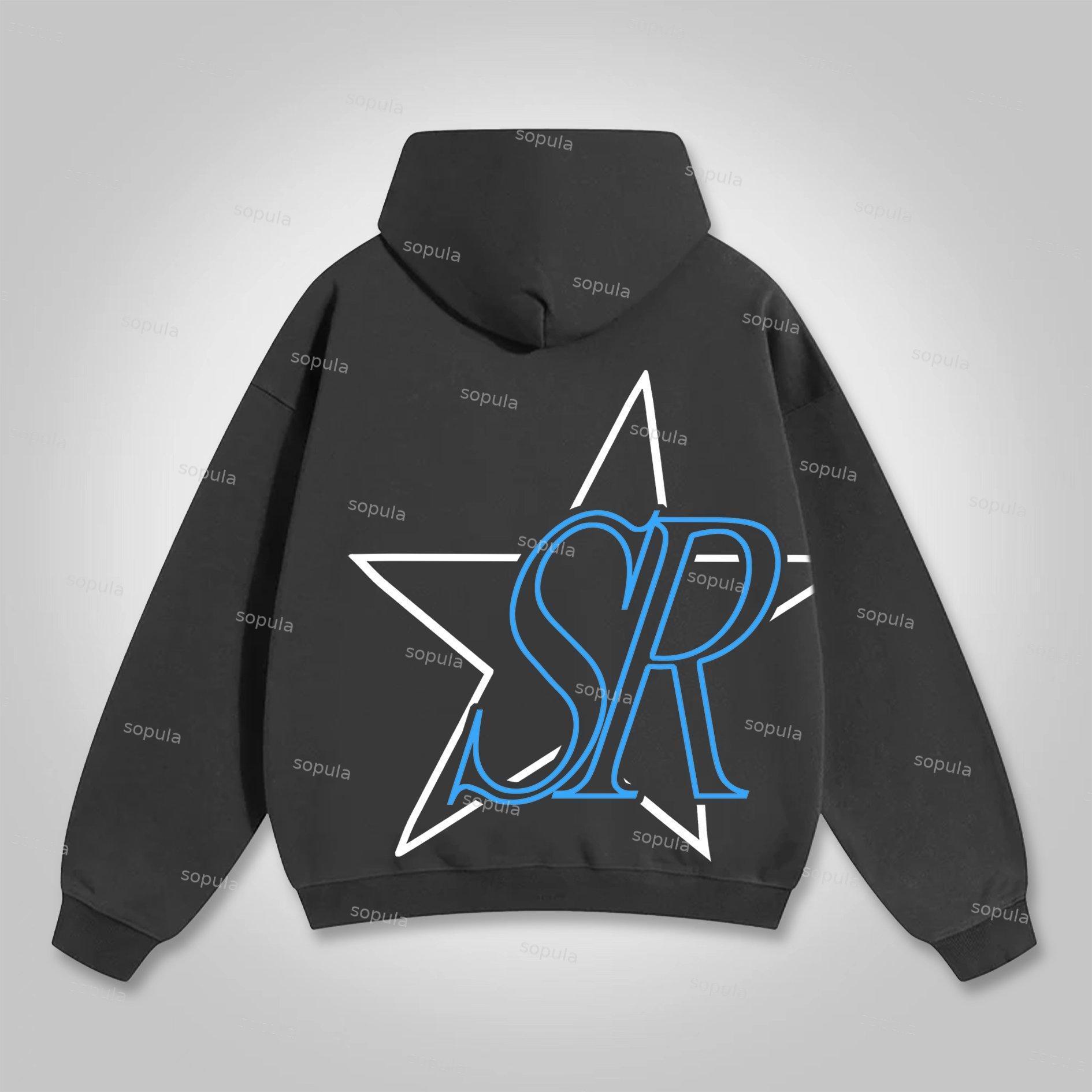Sopula Vintage Stars Graphic Print Pocket Hoodie Product Image