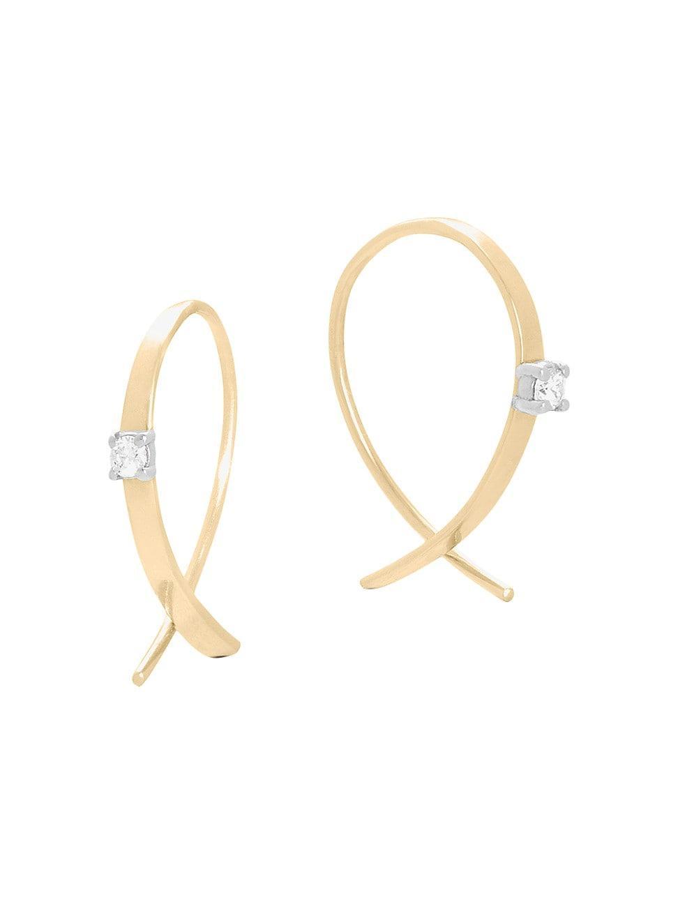 Solo Mini Flat Upside Down Hoops with Diamonds Product Image