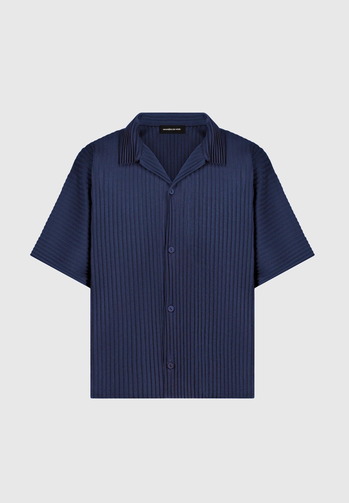 Pleated Shirt - Navy Male Product Image