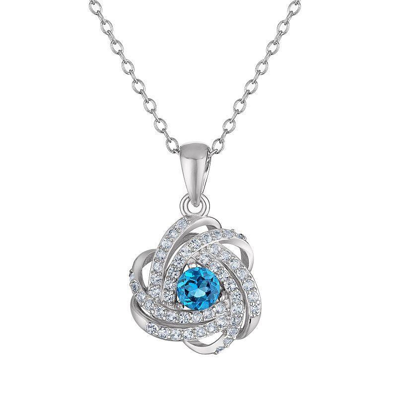 Designs by Gioelli Sterling Silver Gemstone Love Knot Pendant Necklace, Womens, Cr Red Product Image