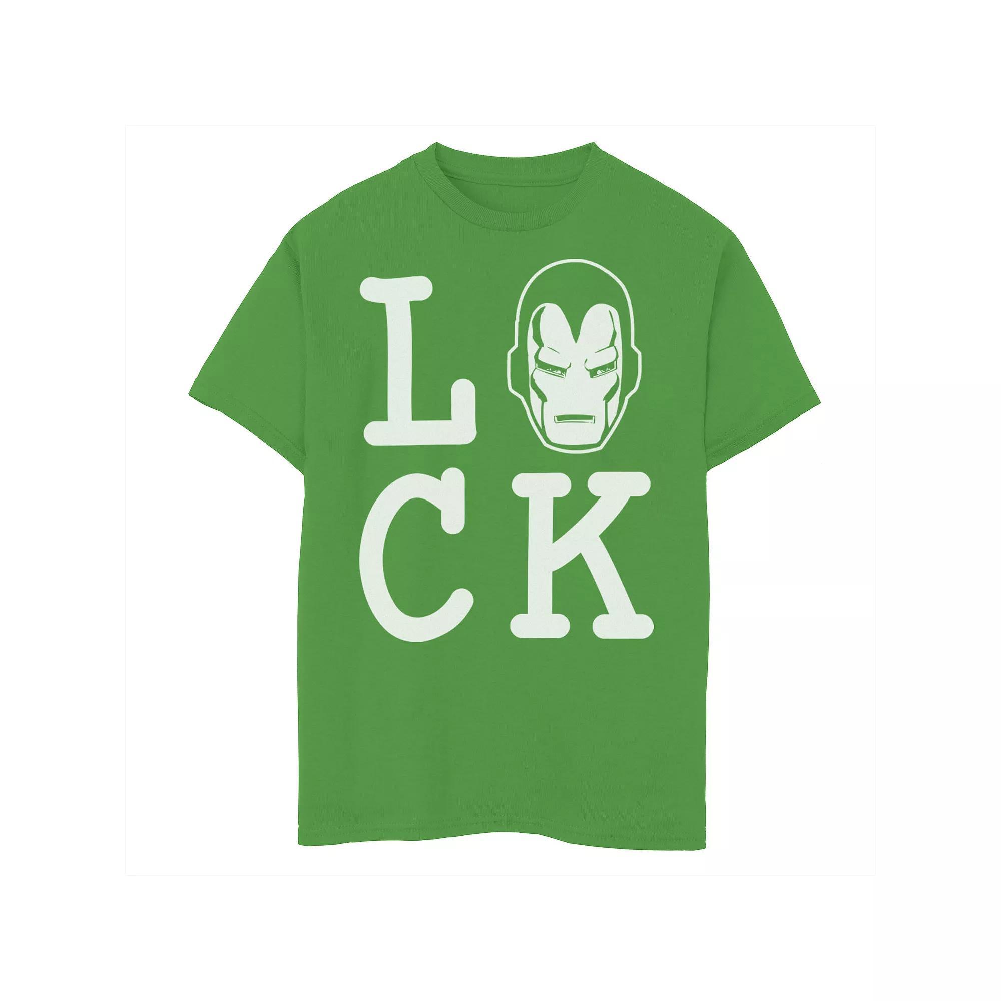 Boys 8-20 Marvel Iron Man Lucky St. Patrick's Day Text Graphic Tee, Boy's, Size: Large, Kelly Product Image