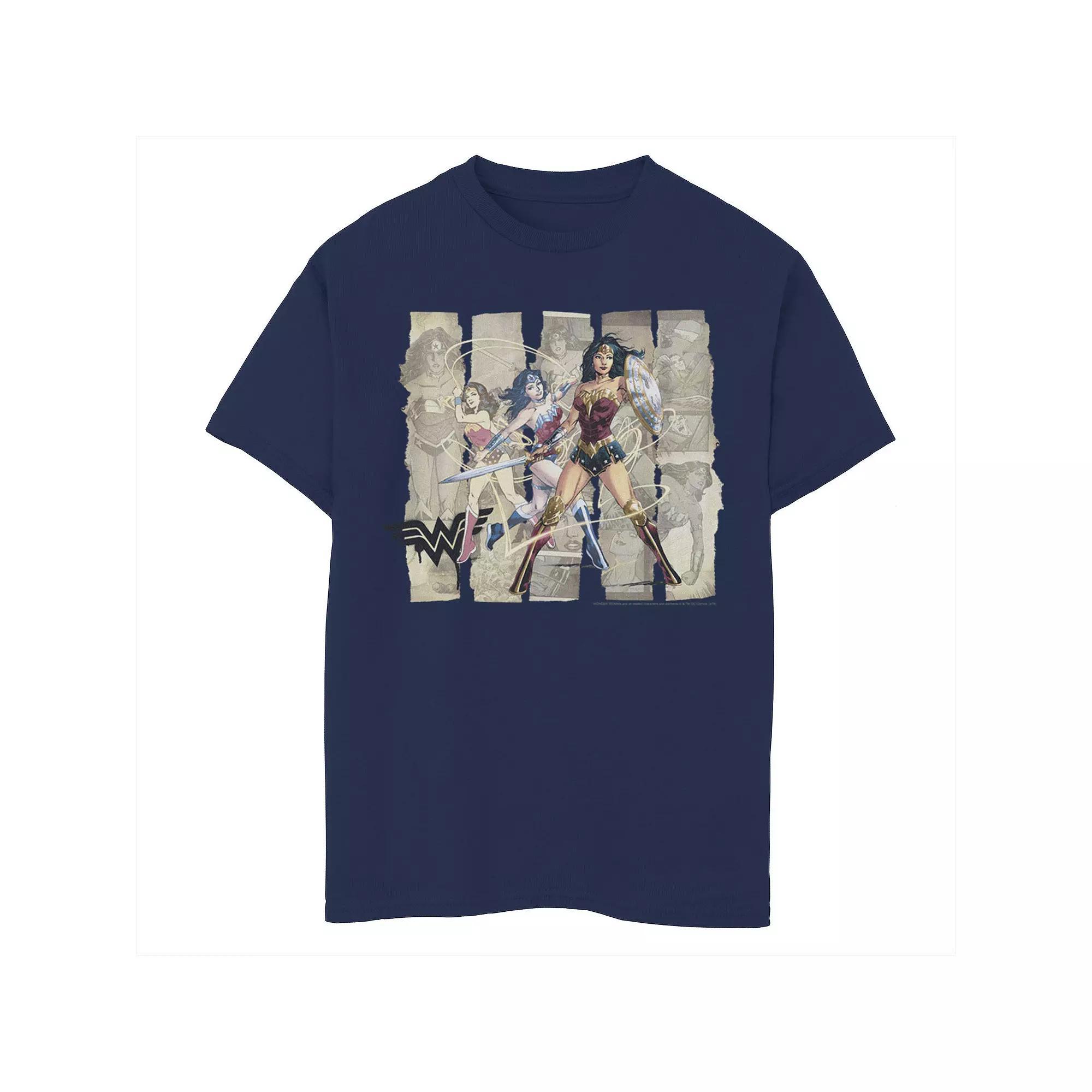 Boys 8-20 DC Comics Wonder Woman Paper Strips Portrait Tee, Boy's, Size: XS, Blue Product Image