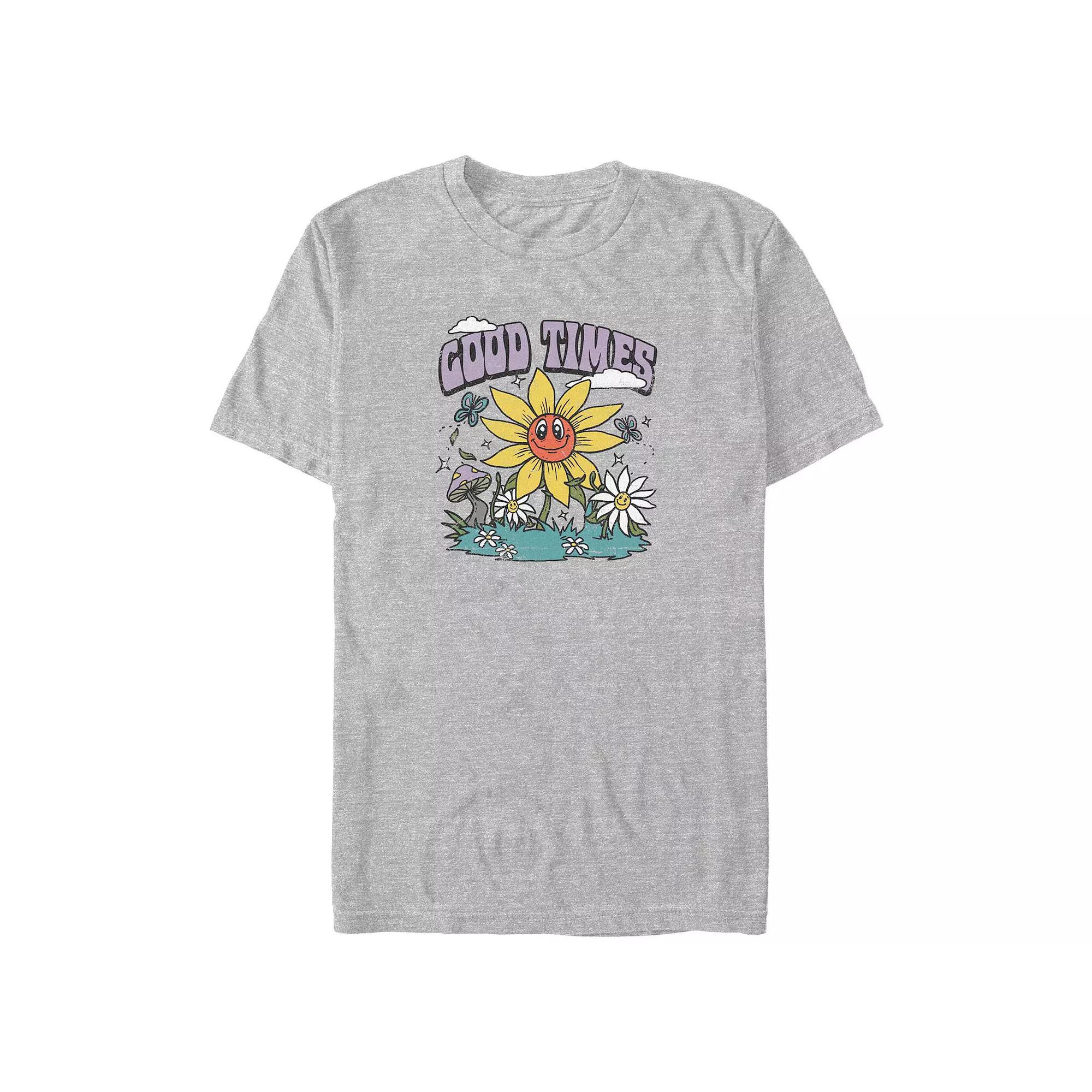 Big & Tall Good Times Happy Flowers Graphic Tee, Men's, Size: XXL Tall, Athletic Grey Product Image