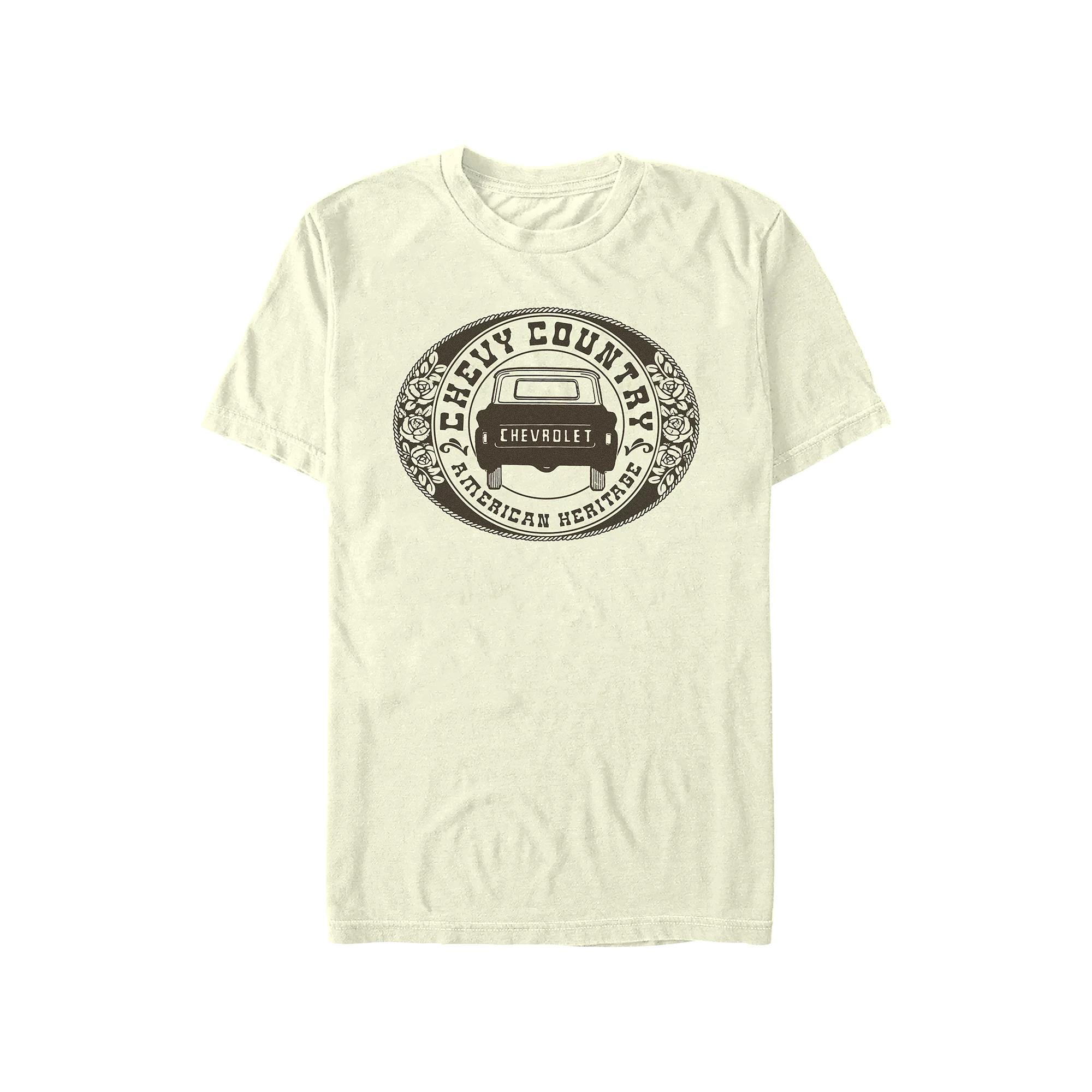 Men's Chevy Country American Heritage Badge Graphic Tee, Size: Large, Natural Product Image