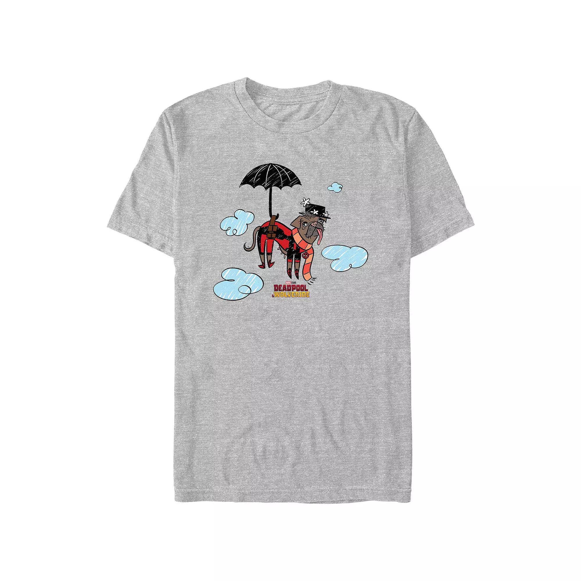 Men's Deadpool And Wolverine Dogpool Mary Poppins Parody Graphic Tee, Size: Medium, Athletic Grey Product Image