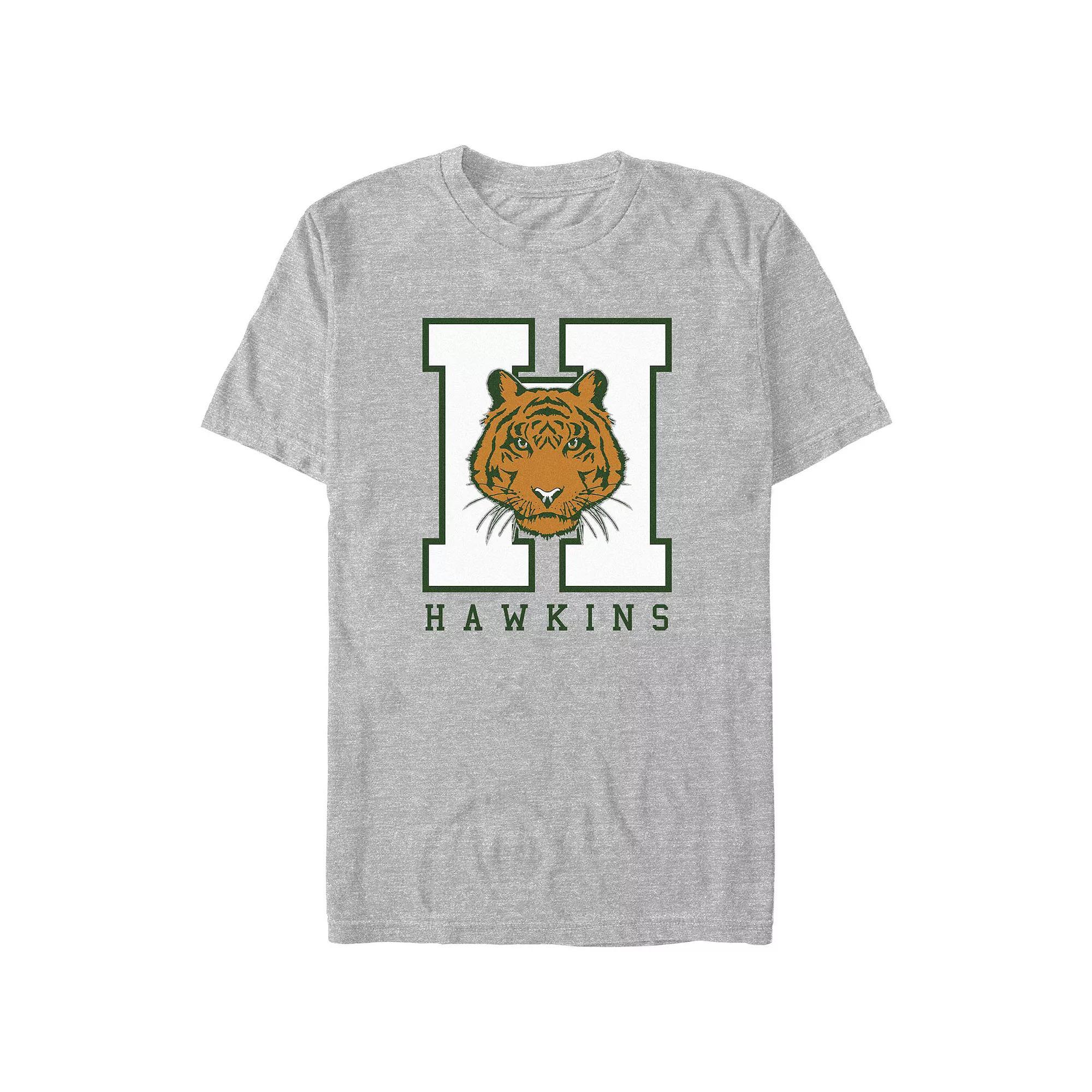 Big & Tall Stranger Things Hawkins Tiger Graphic Tee, Men's, Size: 4XL Tall, Athletic Grey Product Image