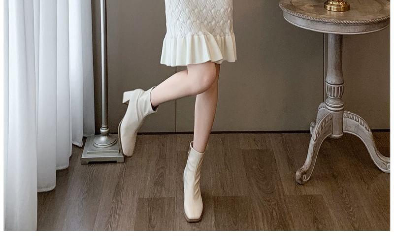 Long-Sleeve Notch Neck Plain Knit Mermaid Dress Product Image