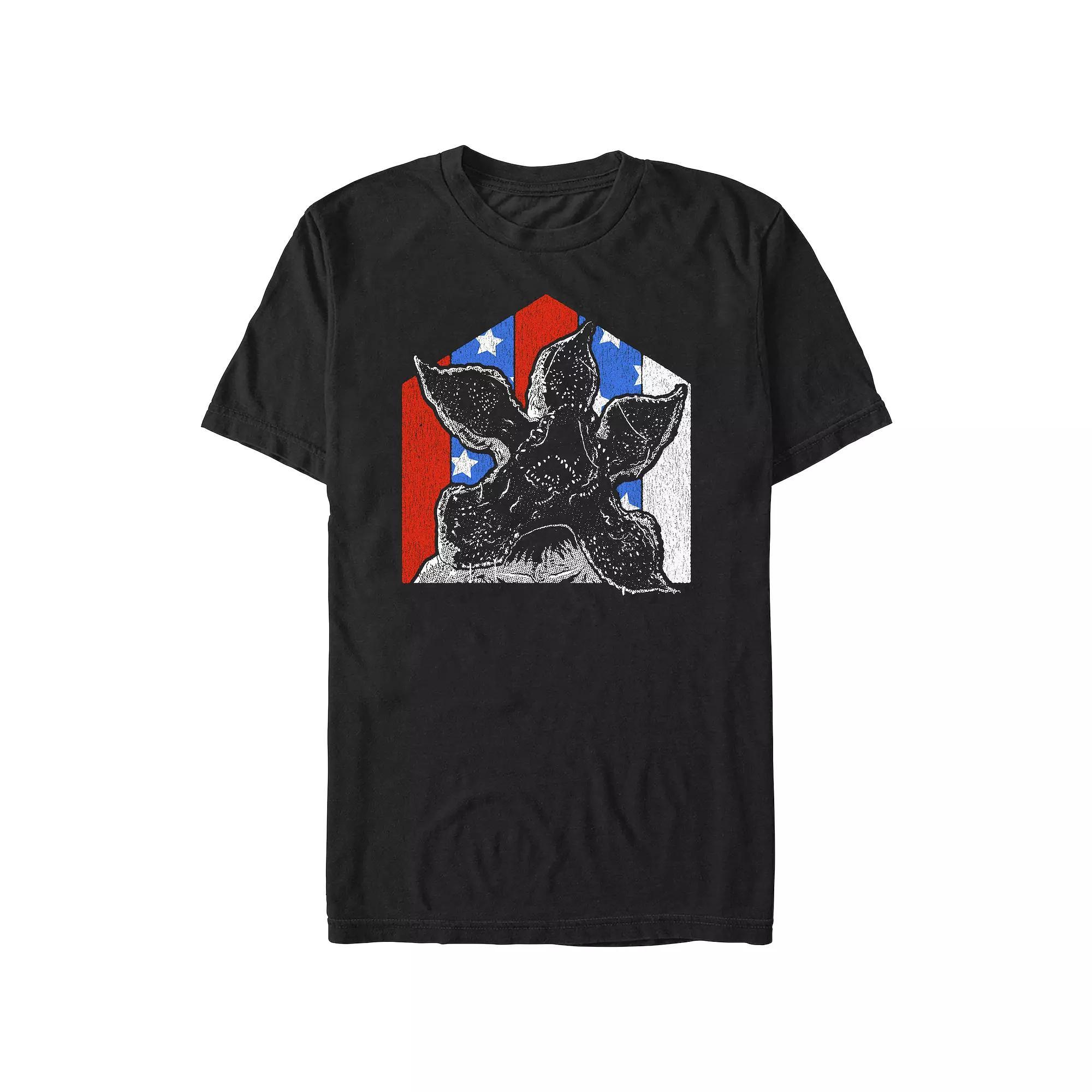 Men's Stranger Things Red White And Blue Demogorgon Graphic Tee, Size: Medium, Black Product Image
