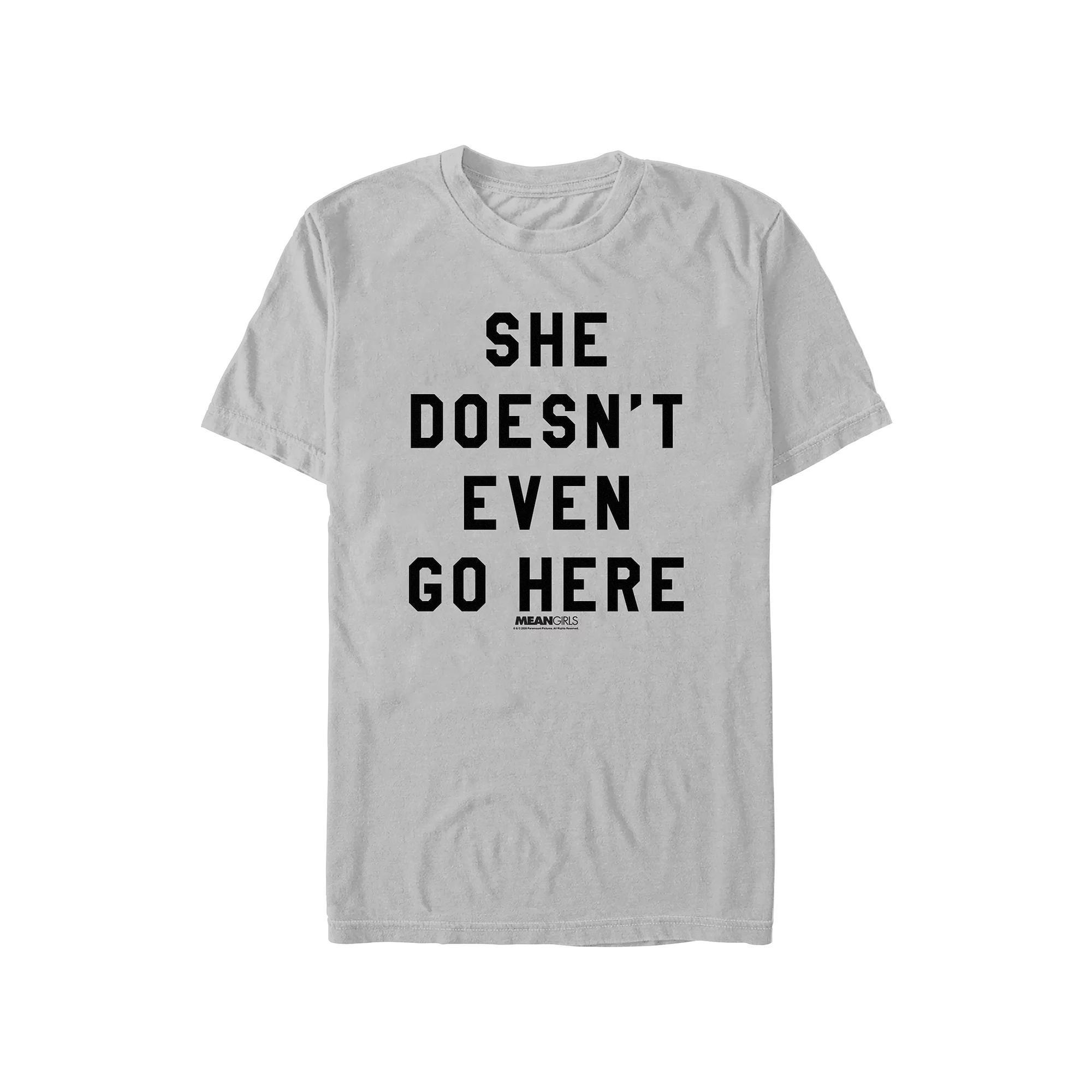 Men's Mean Girls She Doesn't Even Go Here Quote Graphic Tee, Size: Medium, Silver Product Image