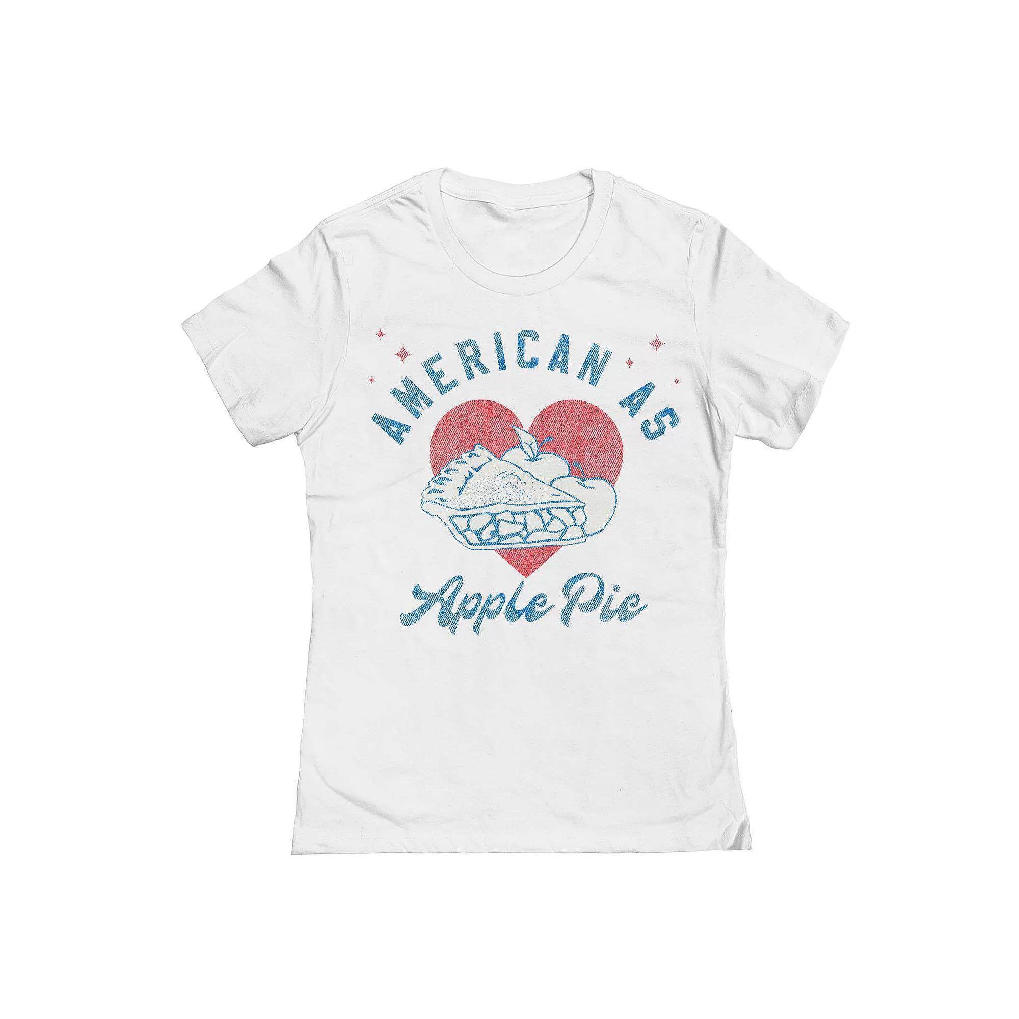 Junior's Grayson Threads by Tai Apparel American As Apple Pie Heart Graphic Tee, Women's, Size: XXL, White Product Image