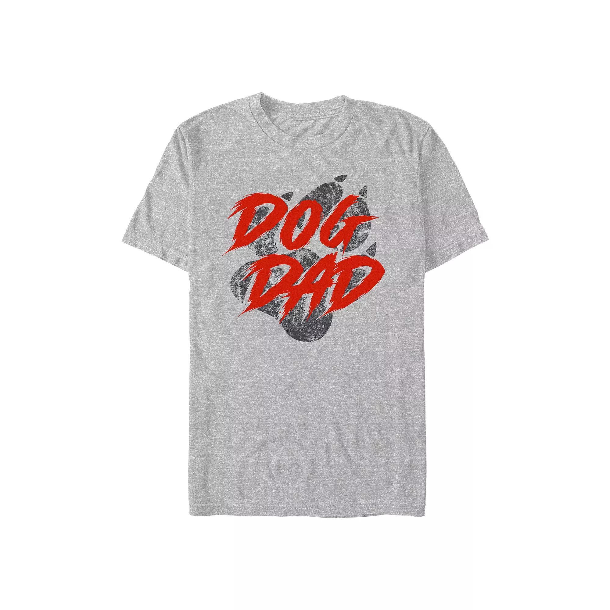 Men's Dog Dad Paw Print Graphic Tee, Size: XL, Athletic Grey Product Image