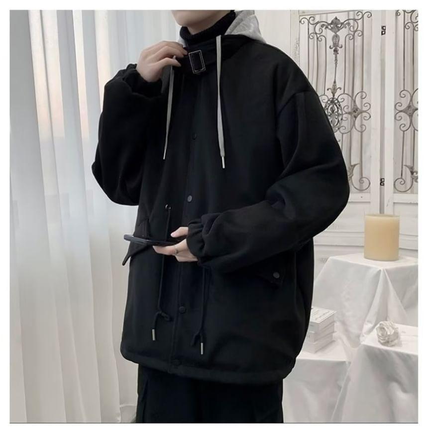 Hooded Mock Two Piece Button Up Jacket Product Image