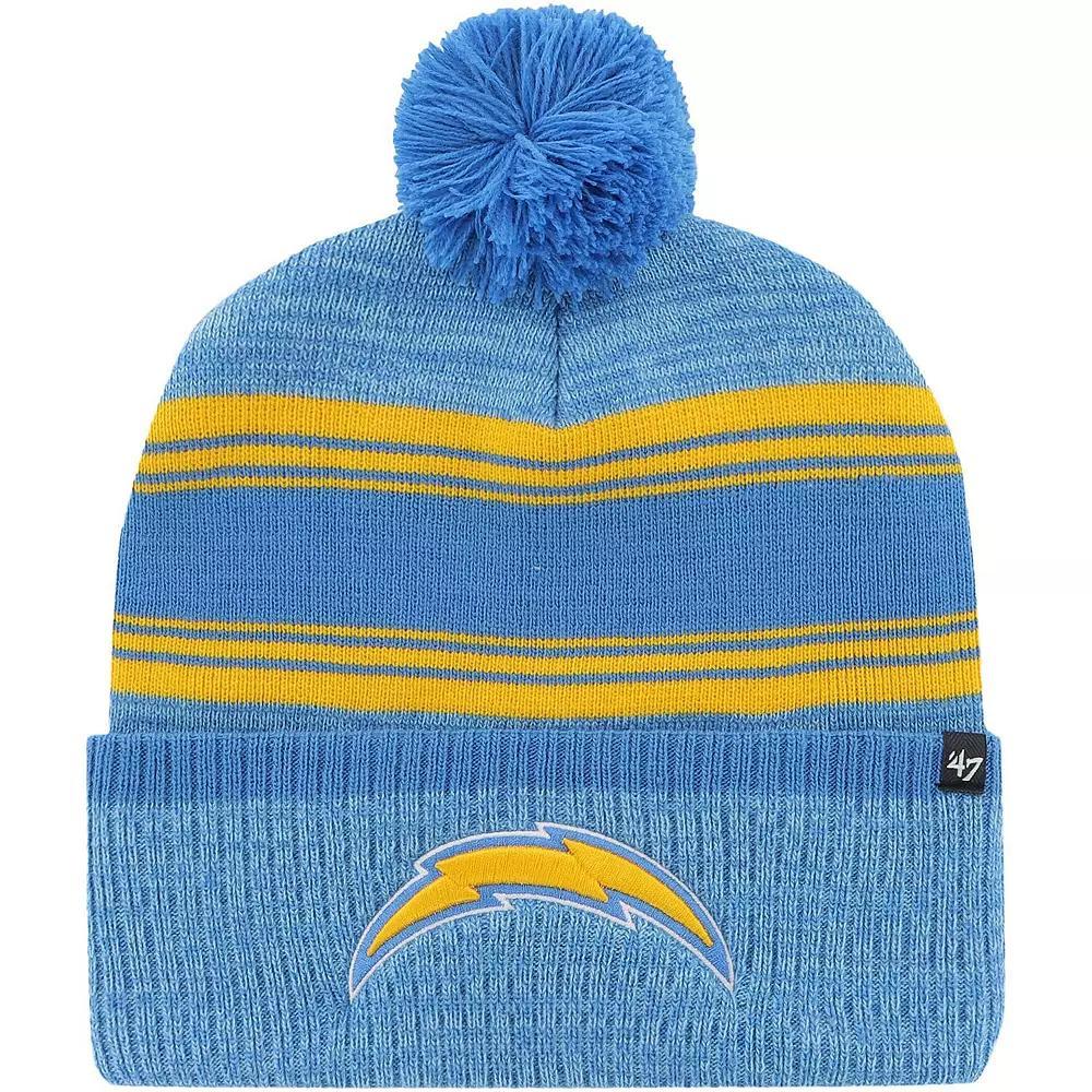 Men's '47 Powder Blue Los Angeles Chargers Fadeout Cuffed Knit Hat with Pom, Light Product Image