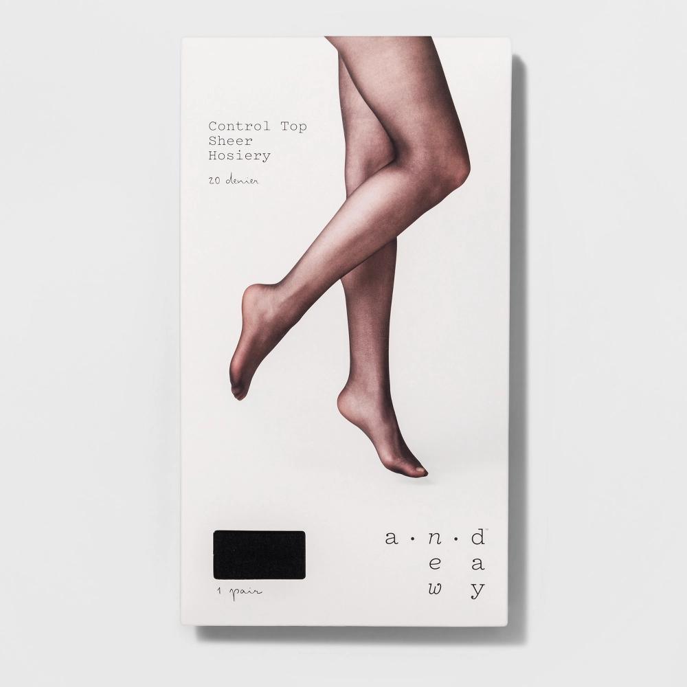 Womens 20D Sheer Control Top Tights - A New Day Black Product Image