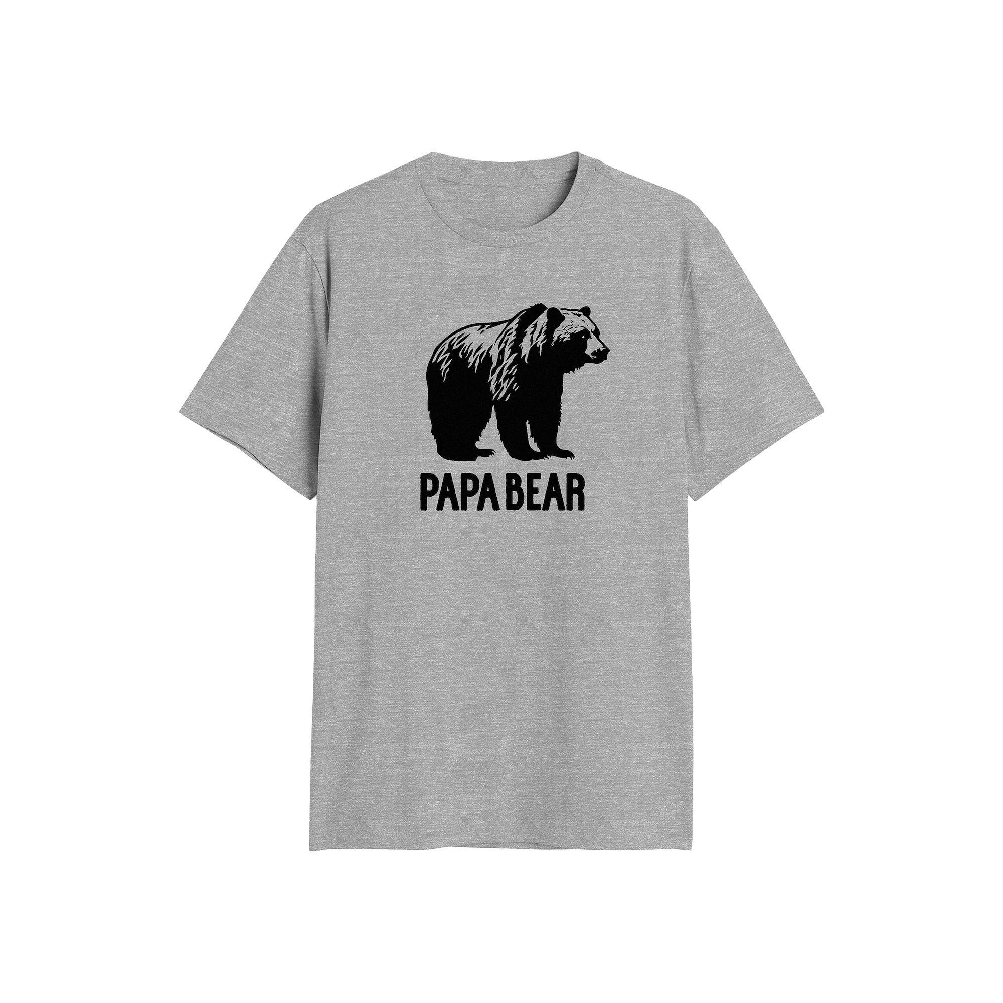 Big & Tall Papa Bear Graphic Tee, Men's, Size: Large Tall, Athletic Grey Product Image
