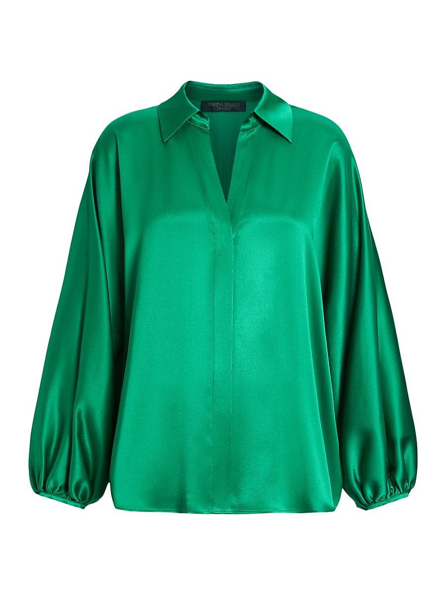 Womens Elegante Acanto Satin Button-Front Shirt Product Image