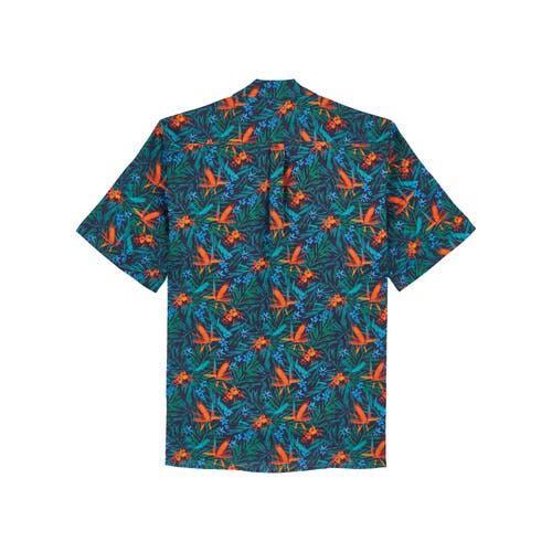 Mens Tropical Flowers Linen Camp Shirt Product Image