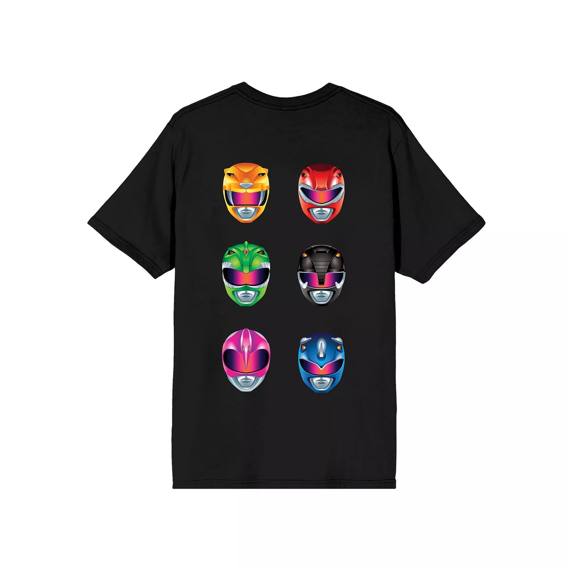 Men's Power Rangers Helmets Graphic Tee, Size: Large, Black Product Image