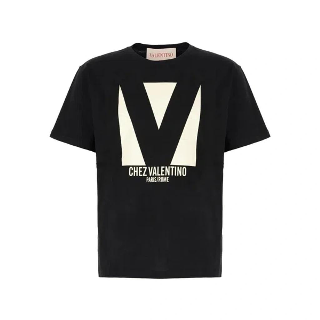 VALENTINO Crew Neck Short Sleeves T-shirts In Black Product Image