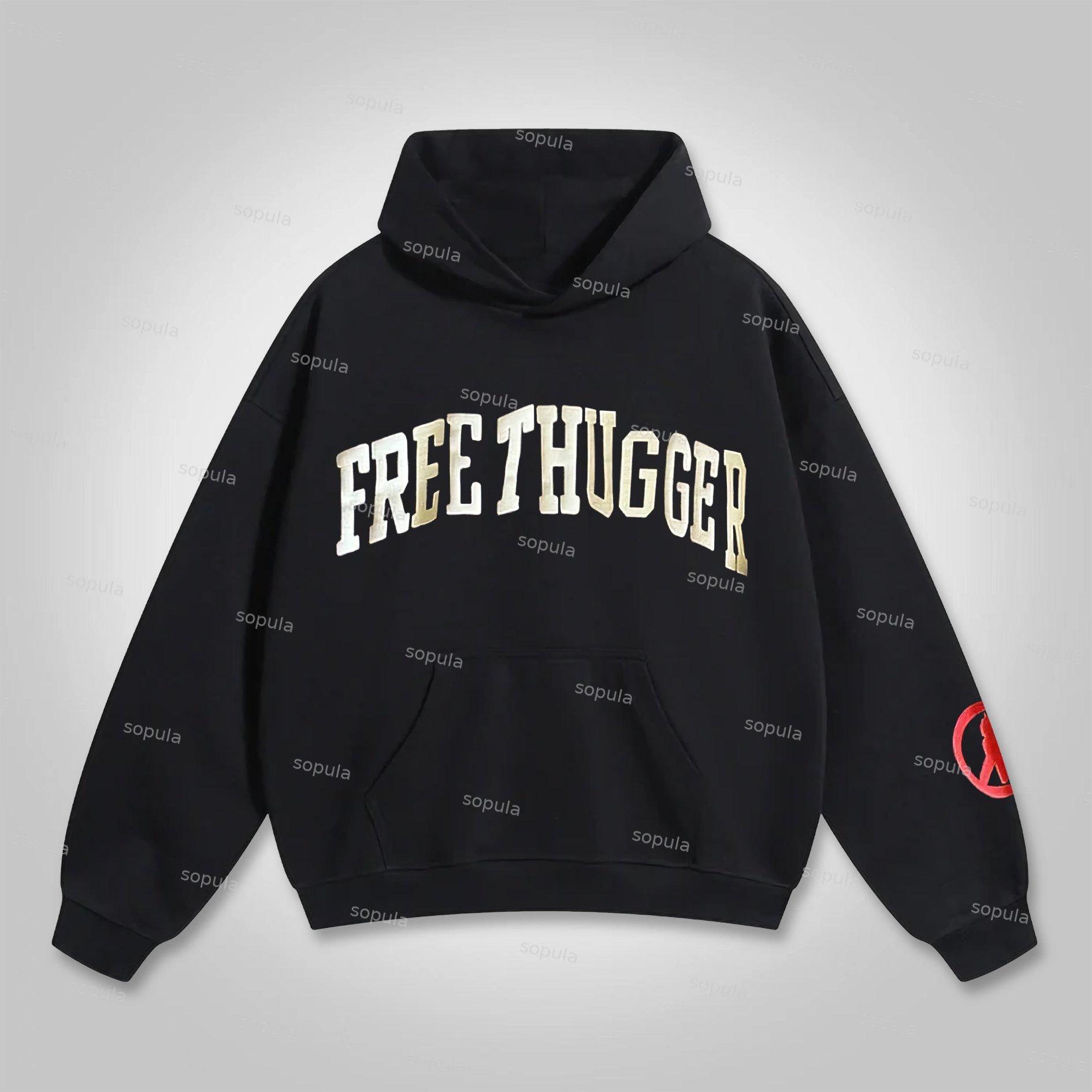 Sopula Vintage Free Thugger Graphic Pocket Hoodie Product Image