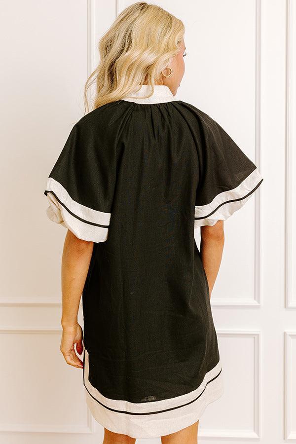 Boardwalk Babe Linen-Blend Mini Dress in Black Product Image