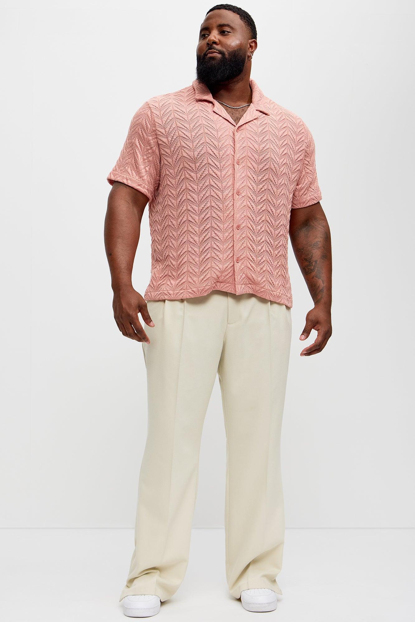 Bellvista Crochet Knitted Cuban Shirt - Pink Product Image