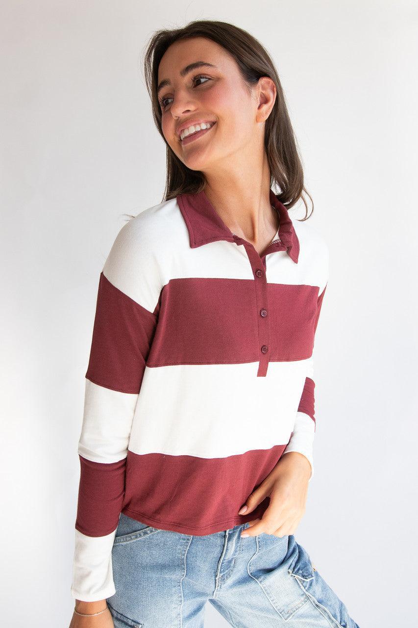 Long Sleeve Rugby Polo Tee Product Image