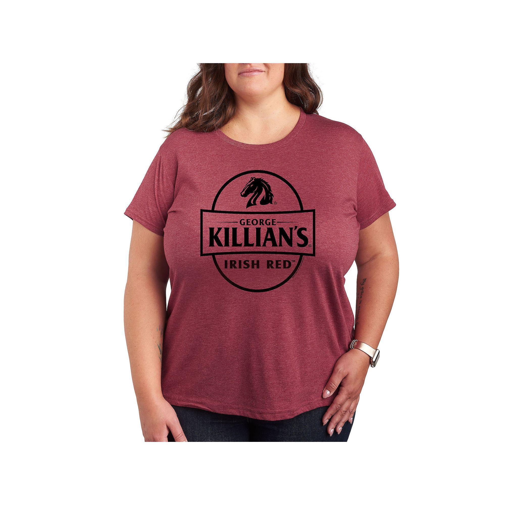 Plus Killians Logo Stamp Graphic Tee, Womens Grey Dark Red Product Image