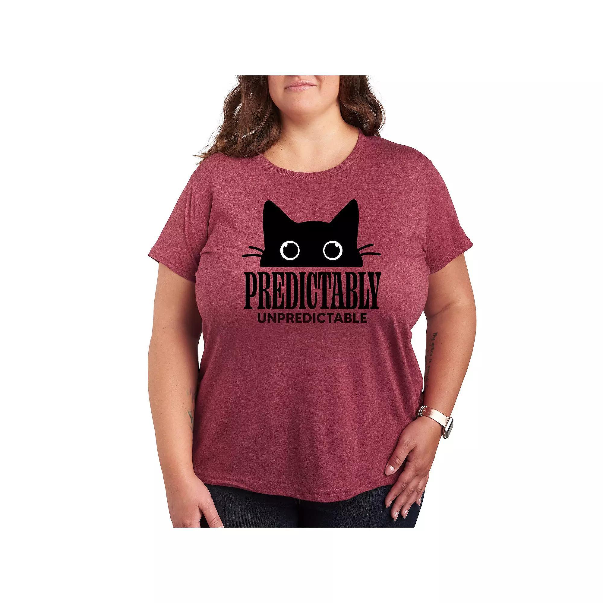 Womens Predictably Unpredictable Cat Graphic Tee, Girls Grey Wine Product Image