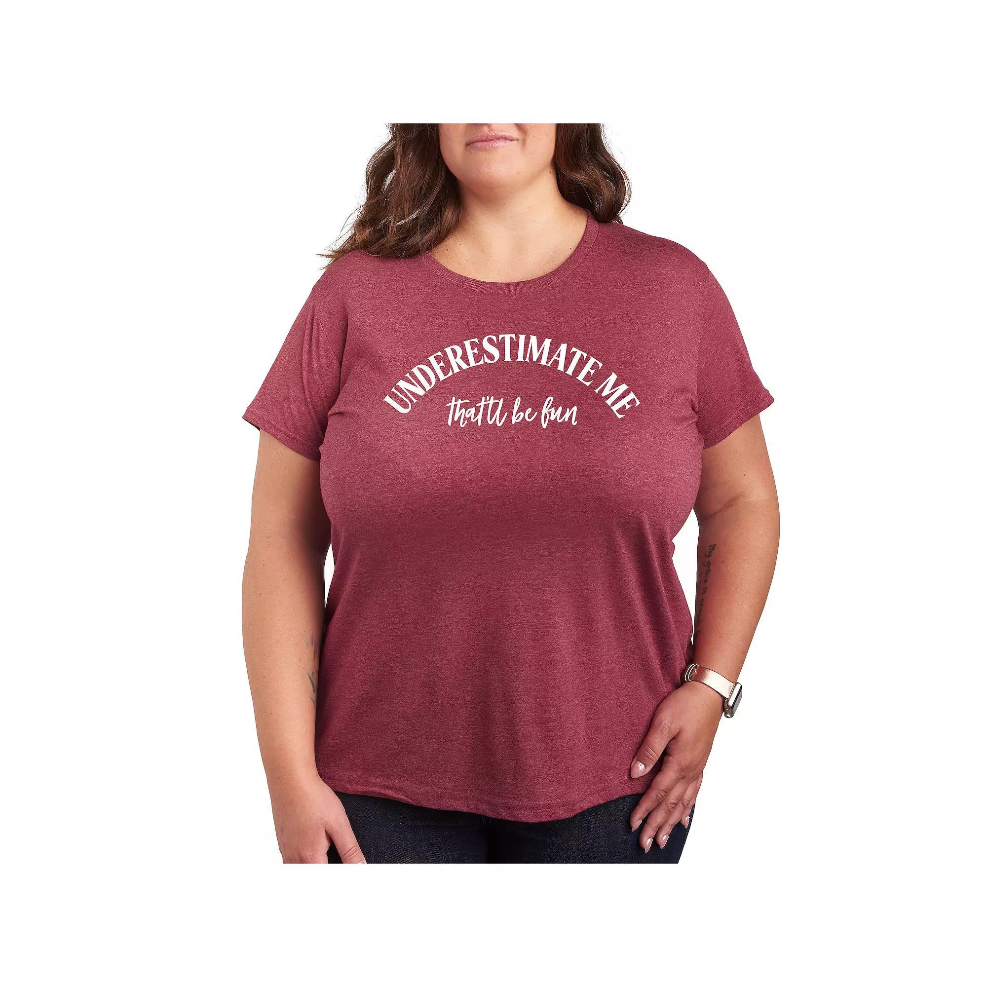 Plus Underestimate Me Graphic Tee, Womens Heather Grey Product Image