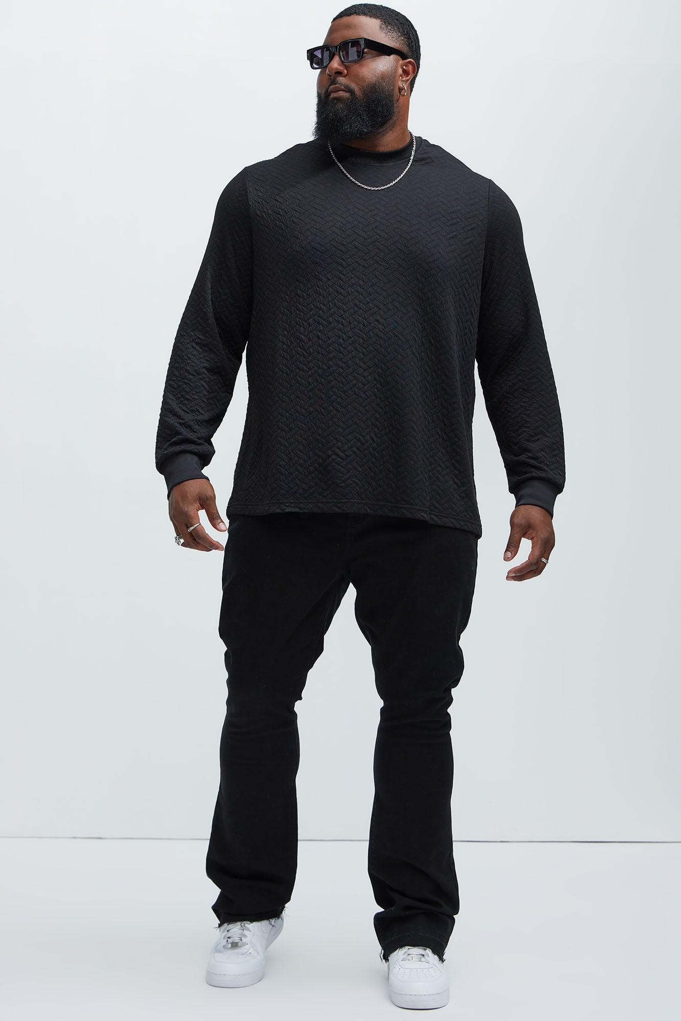 We Outside Textured Long Sleeve Tee - Black Product Image