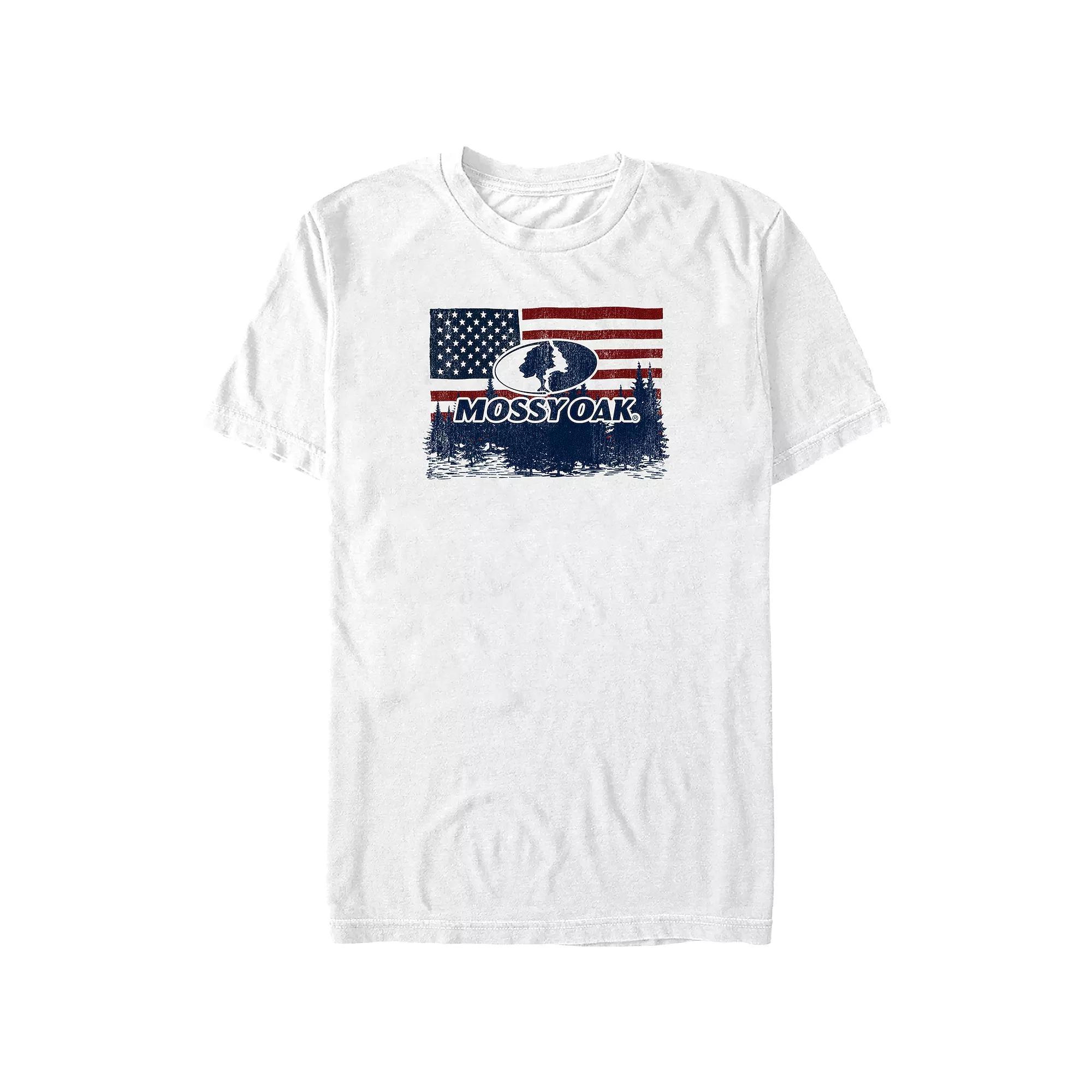 Big & Tall Mossy Oak USA Flag Forest Graphic Tee, Men's, Size: 5XB, White Product Image