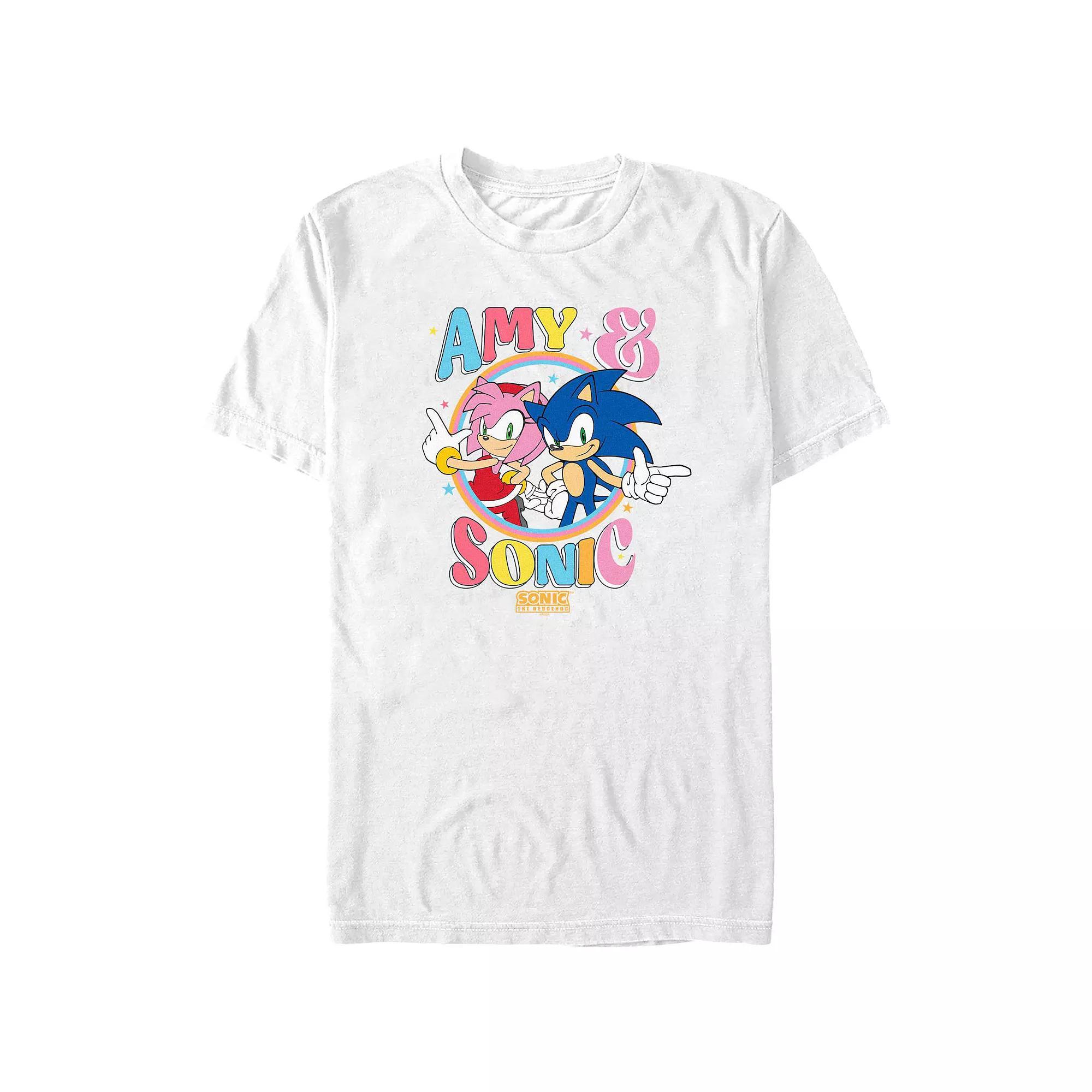 Men's Sonic The Hedgehog Amy And Sonic Graphic Tee, Size: Large, White Product Image