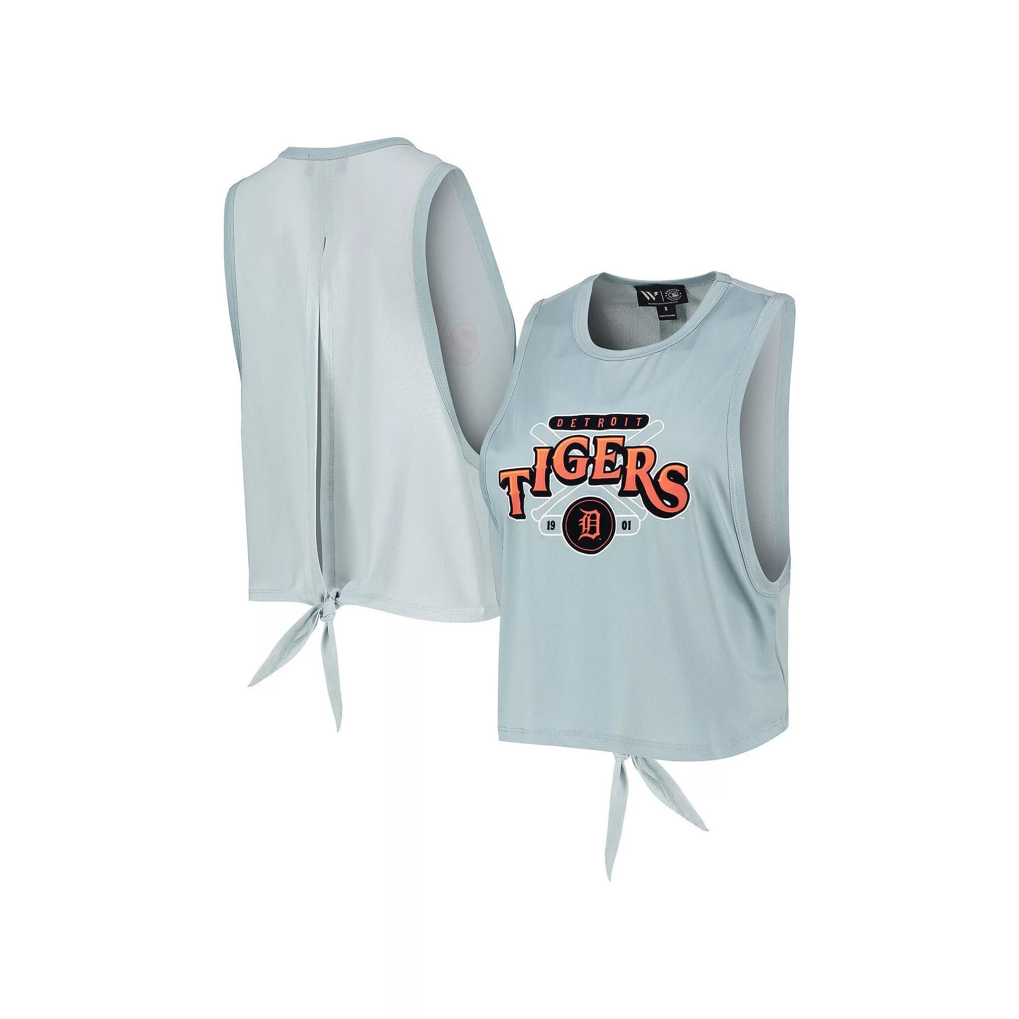 Women's The Wild Collective Light Blue Detroit Tigers Open Back Twist-Tie Tank Top, Size: Small Product Image