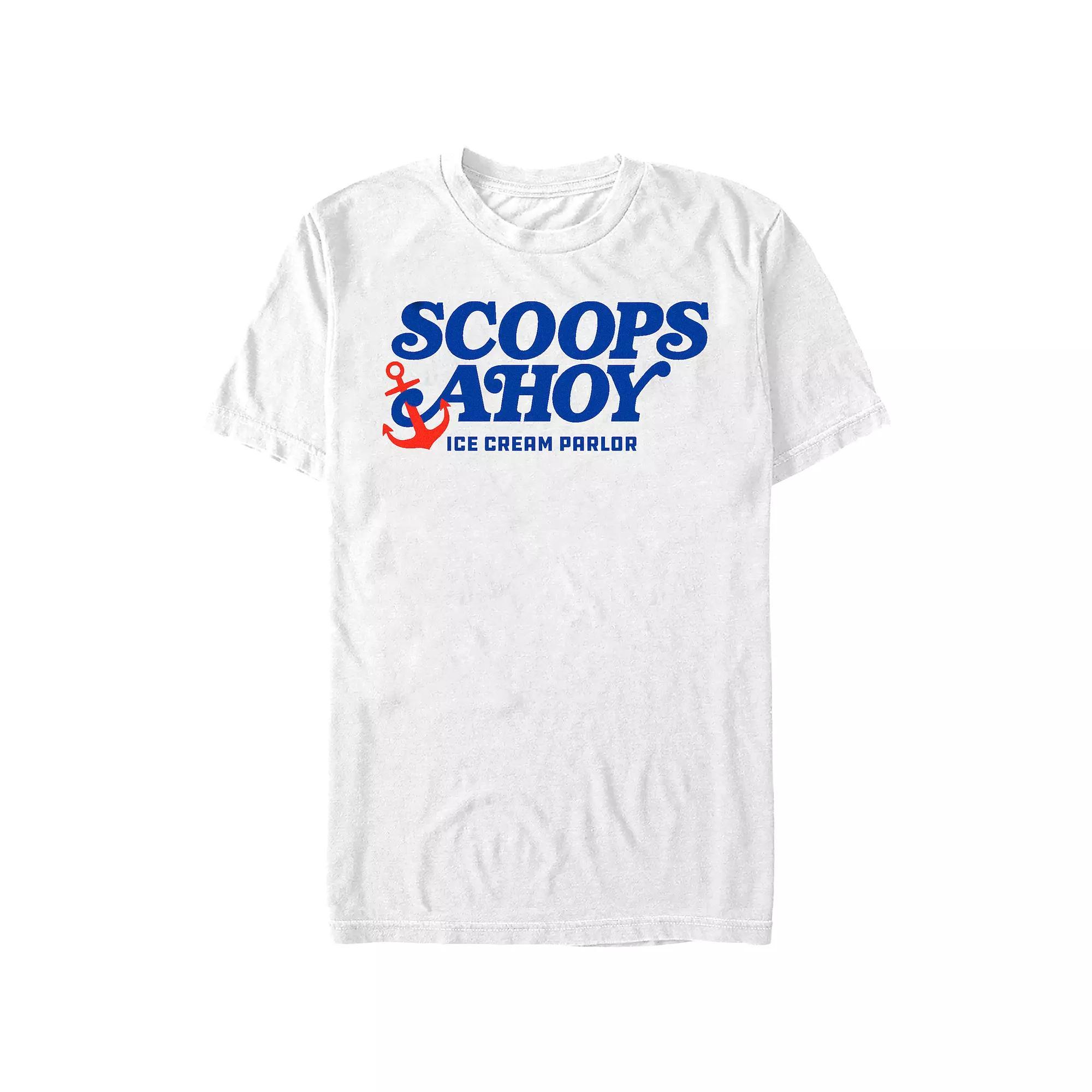 Men's Stranger Things Scoops Ahoy Ice Cream Parlor Graphic Tee, Size: XXL, White Product Image