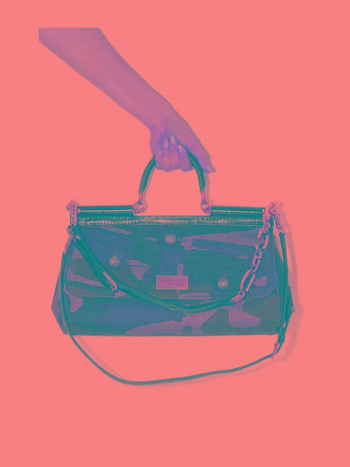 DOLCE & GABBANA Denim Blend Calfskin Patchwork Bag In Verde Product Image