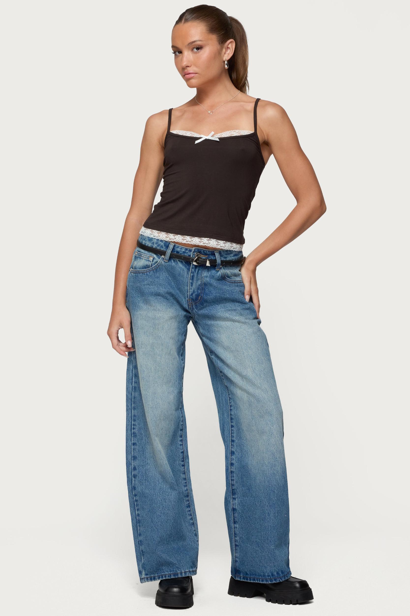 Adriel Contrast Lacey Tank Top Product Image