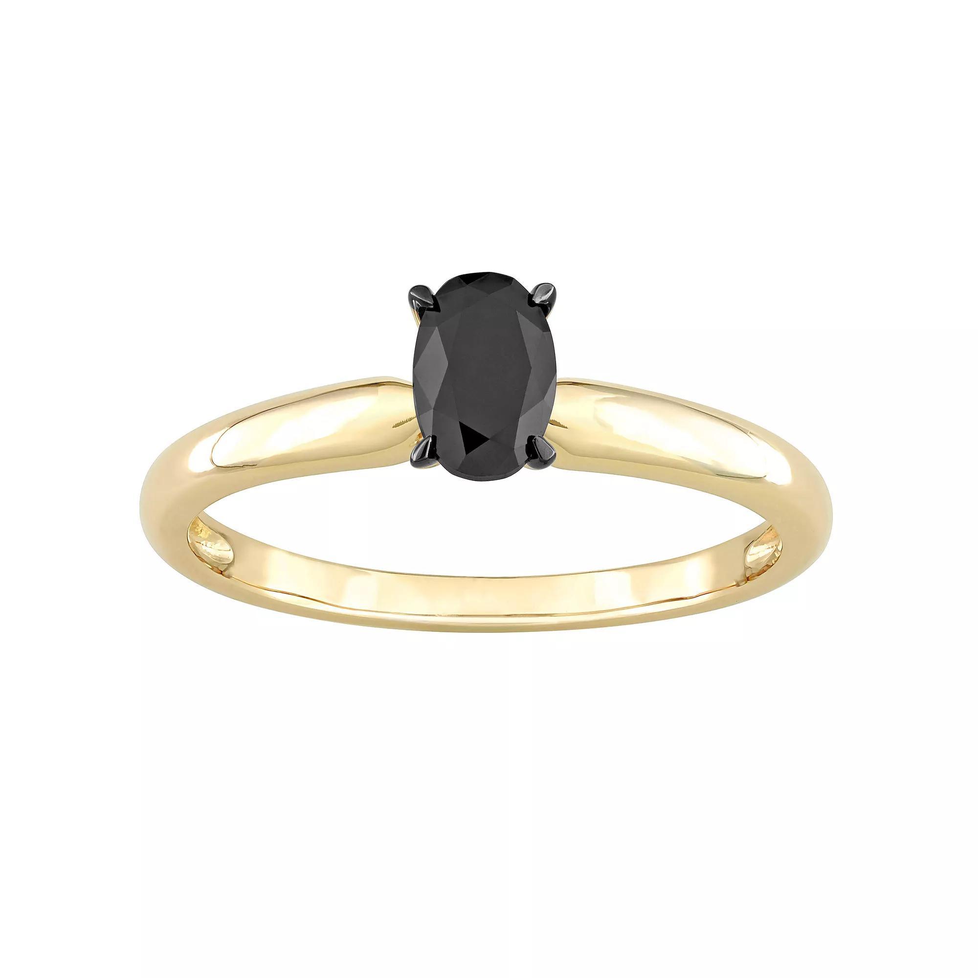 Stella Grace 14k Gold 1/2 Carat T.W. Oval Cut Black Diamond Solitaire Engagement Ring, Women's, Size: 8.50 Product Image