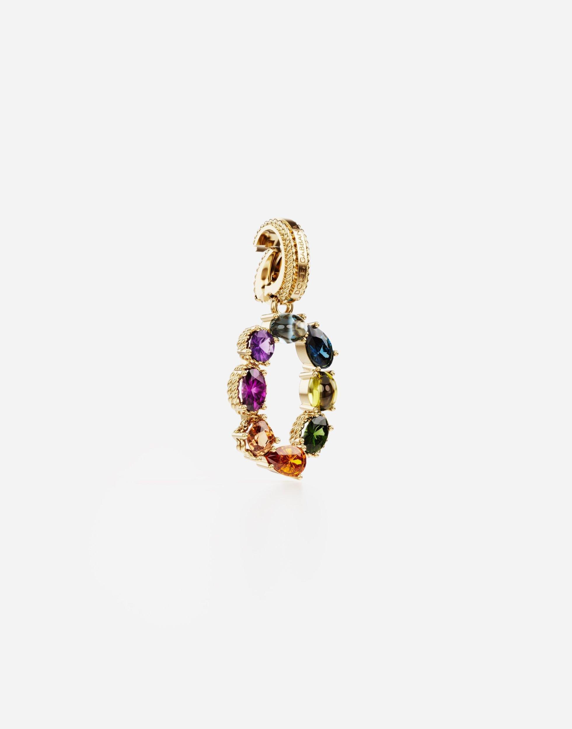 DOLCE & GABBANA 18 Kt Yellow Gold Rainbow Pendant With Multicolor Finegemstones Representing Number 0 Yellow Gold Fe Product Image