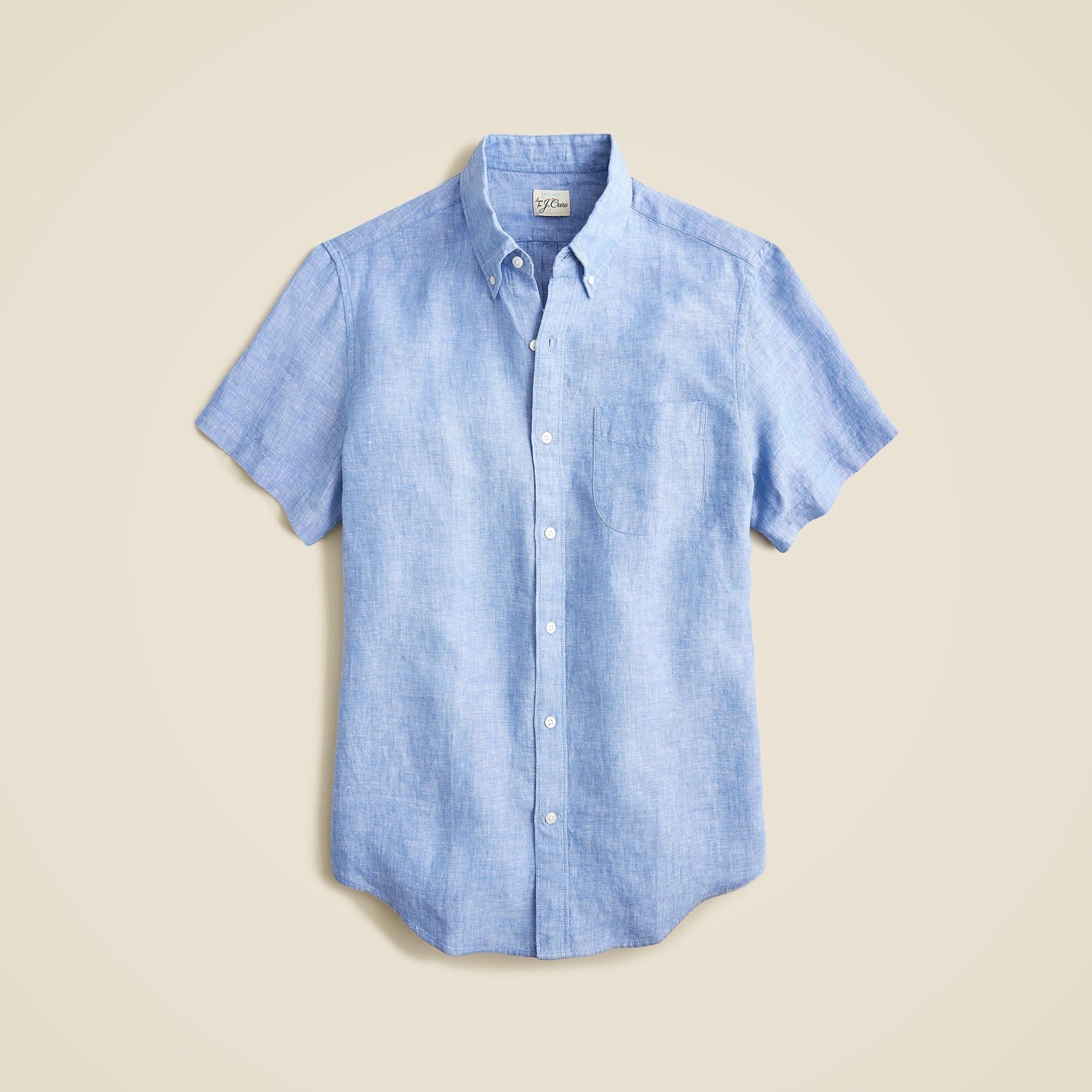 Slim short-sleeve Baird McNutt Irish linen shirt Product Image