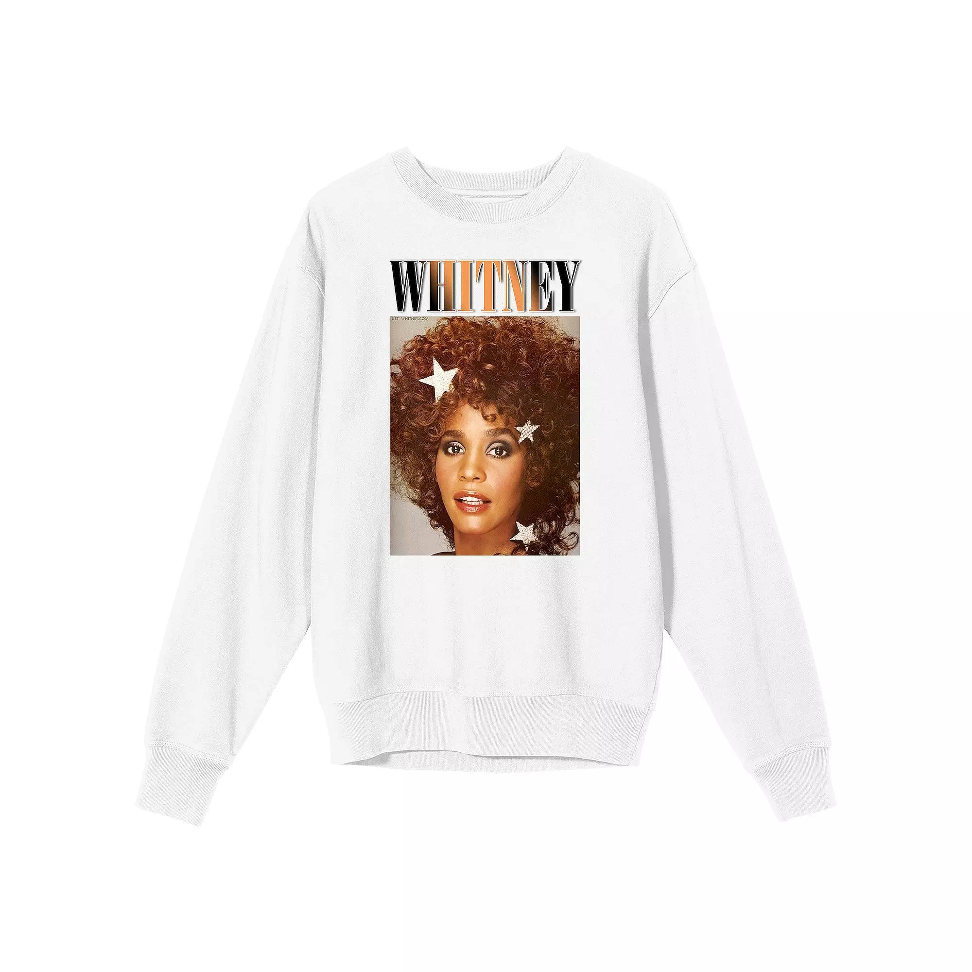 Men's Whitney Houston Photo Graphic Sweatshirt, Size: Medium, White Product Image
