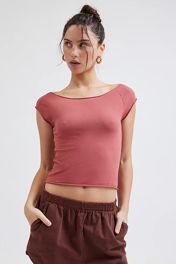 Out From Under Cotton Compression Boatneck Cropped Tee Top Womens at Urban Outfitters Product Image