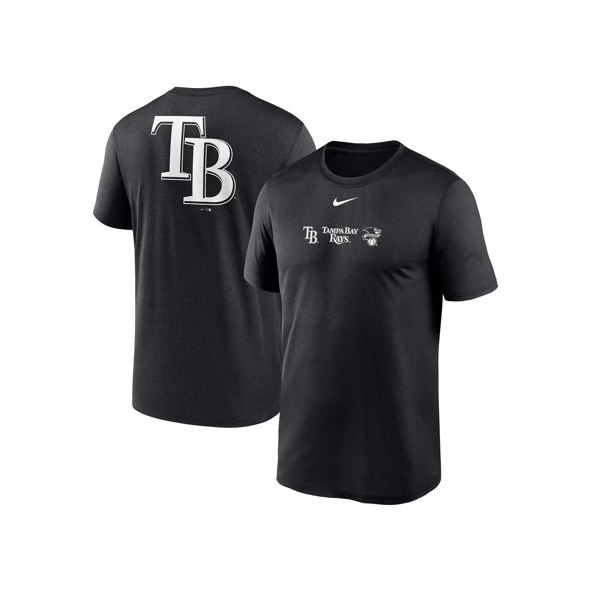Men's Nike Black Tampa Bay Rays Fashion Over Shoulder Logo Legend T-Shirt, Size: Small Product Image