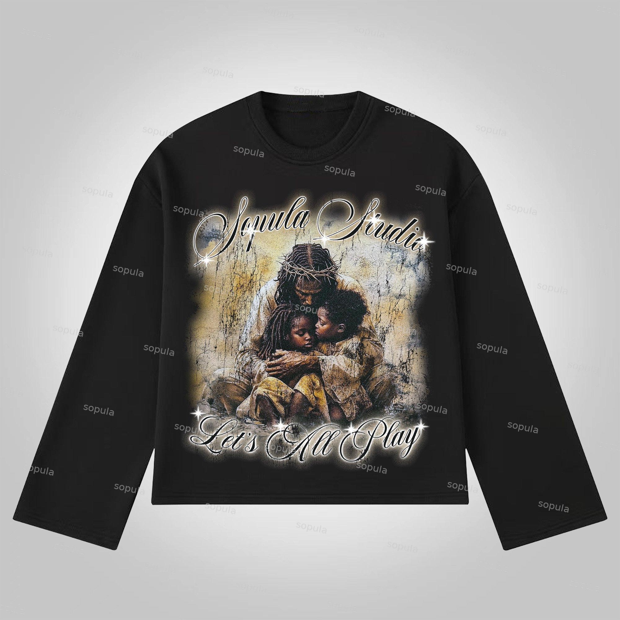 Sopula God Is Always There Retro Make Vintage Graphics Cotton Long Sleeve T-Shirt Product Image