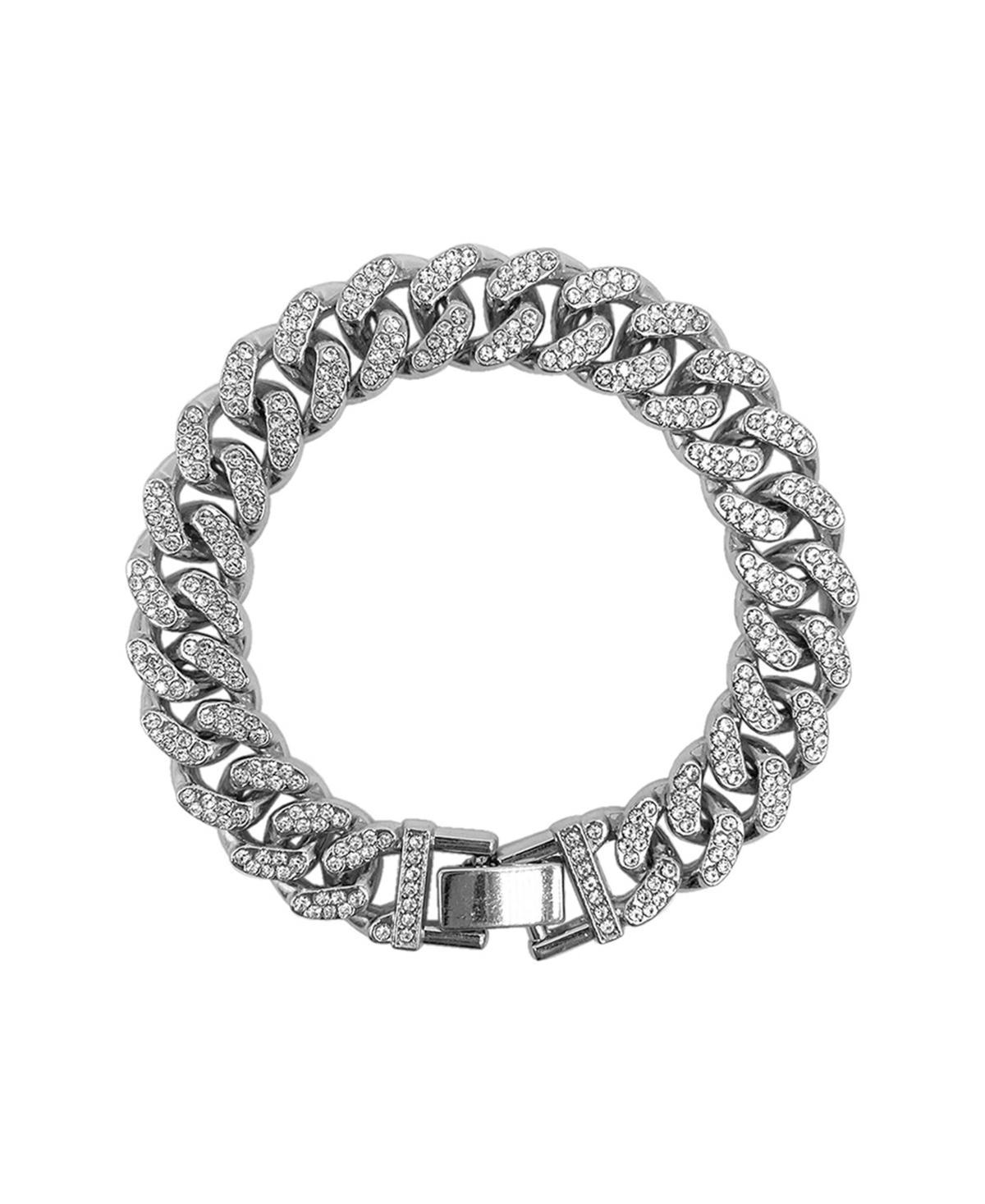 Adornia Silver Tone Cubic Zirconia Flat Curb Chain Bracelet, Women's Product Image